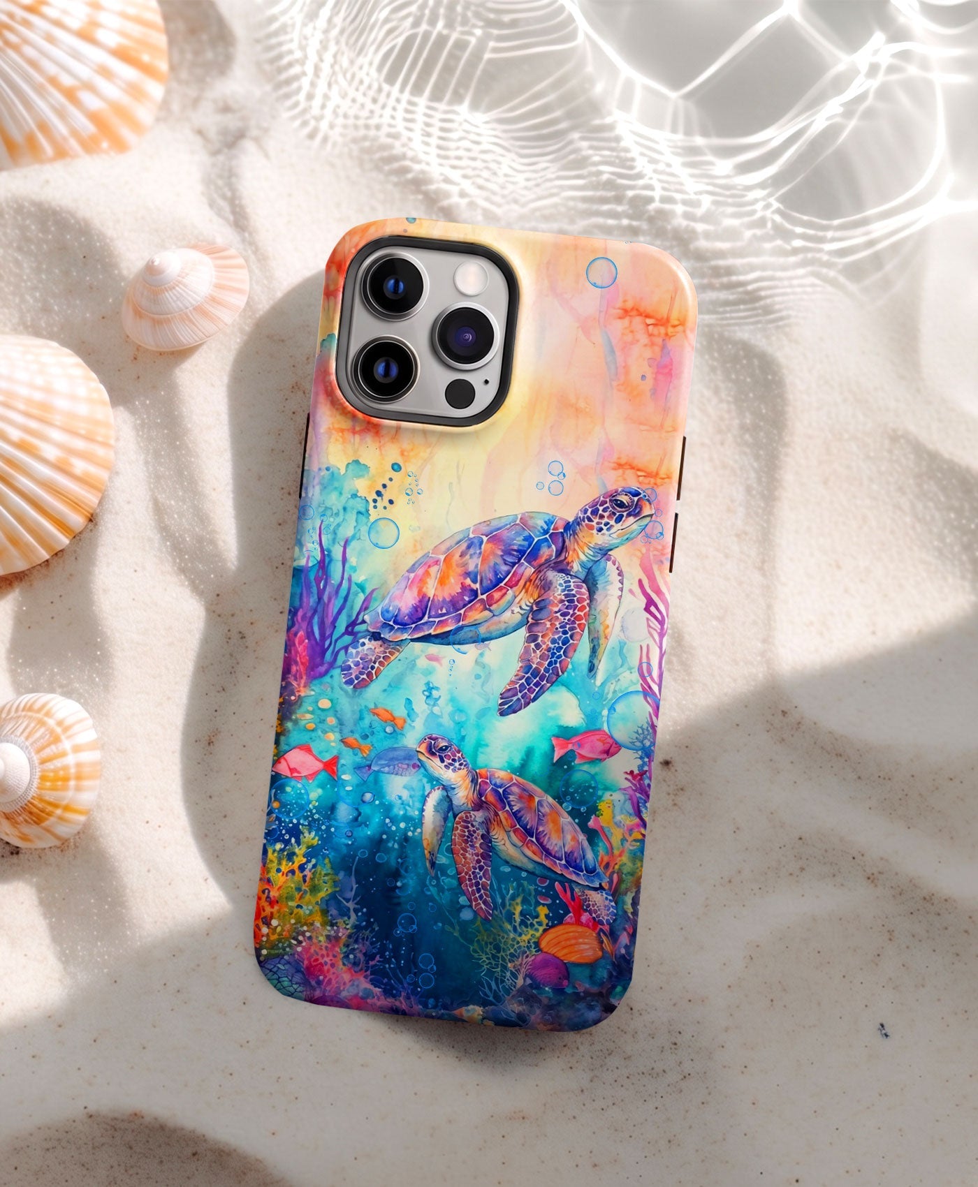 TWO SEA TURTLES UNDERSEA PHONE CASE  - TLHN1805264