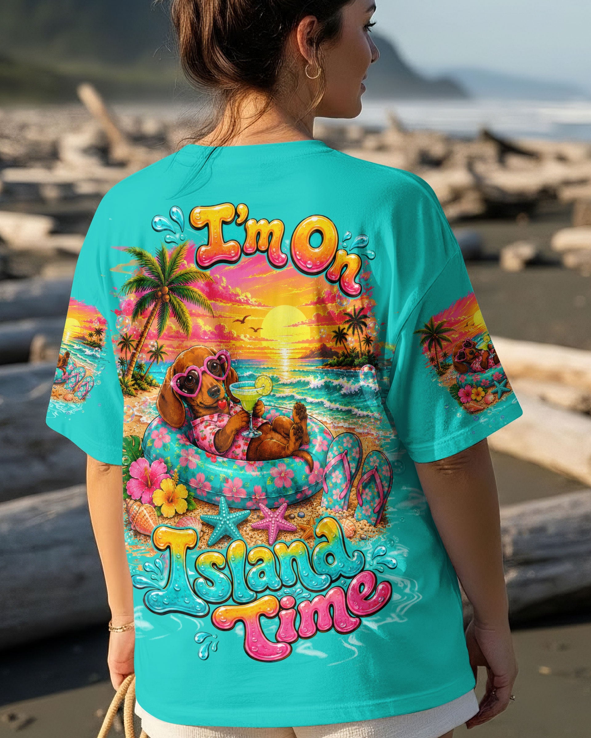 I'M ON ISLAND TIME DACHSHUND DOG ALL OVER PRINT  - TLTW2005263