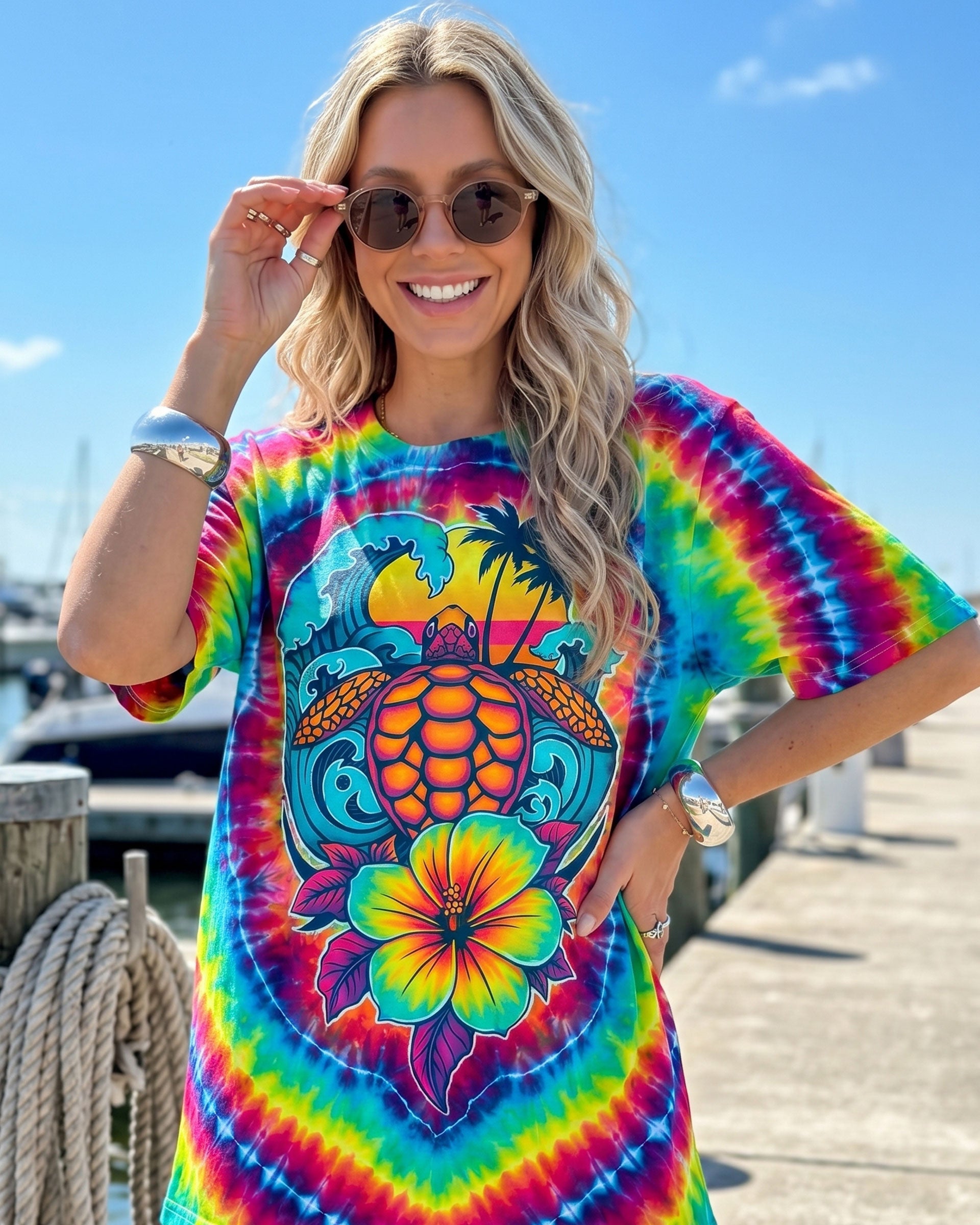 SEA TURTLE SUNSET SWIRL ALL OVER PRINT - TLTW2506261