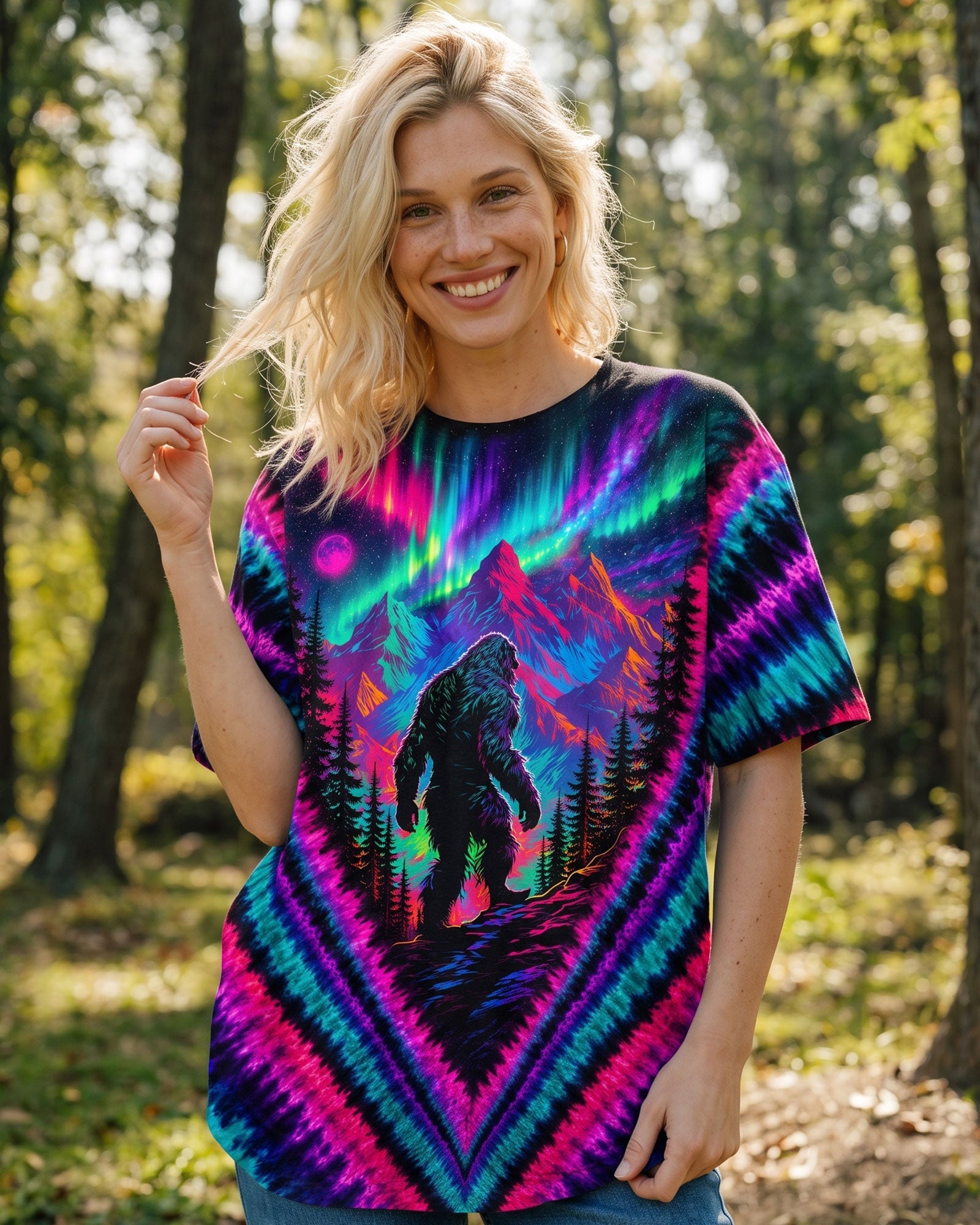 BIGFOOT IN THE FOREST AURORA V PATTERN  ALL OVER PRINT  - TLTW1307261