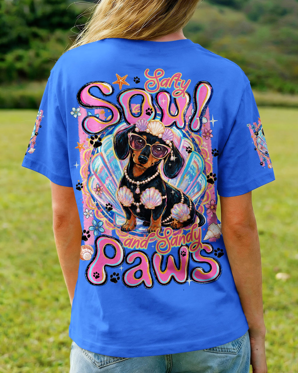 SALTY SOUL AND SANDY PAWS DACHSHUND DOG ALL OVER PRINT - TYQY0506263