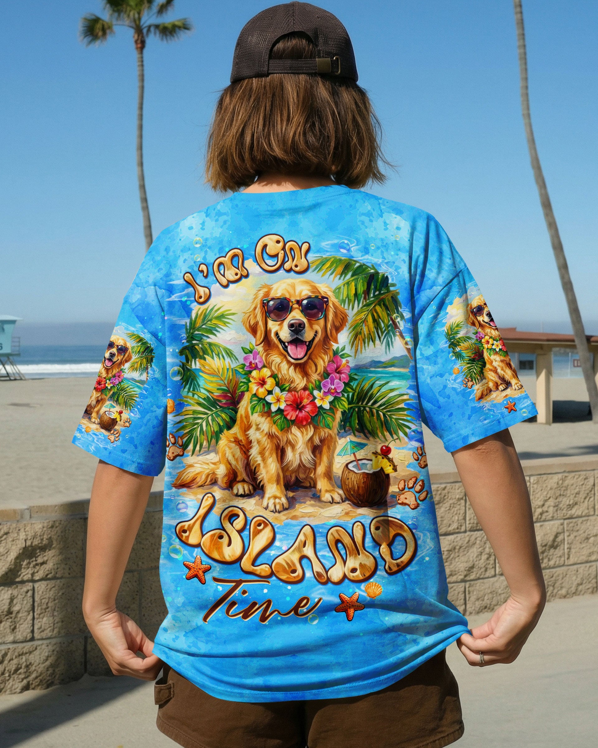 I'M ON ISLAND TIME GOLDEN RETRIEVER DOG ALL OVER PRINT  - TLTW2705261
