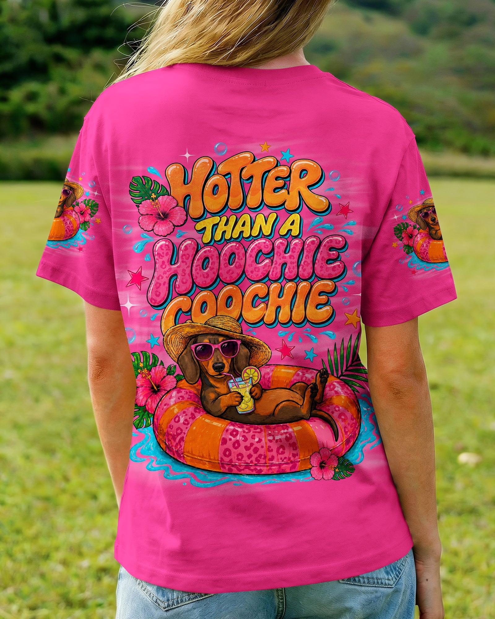 HOTTER THAN A HOOCHIE COOCHIE DACHSHUND DOG ALL OVER PRINT - TLNO1805262