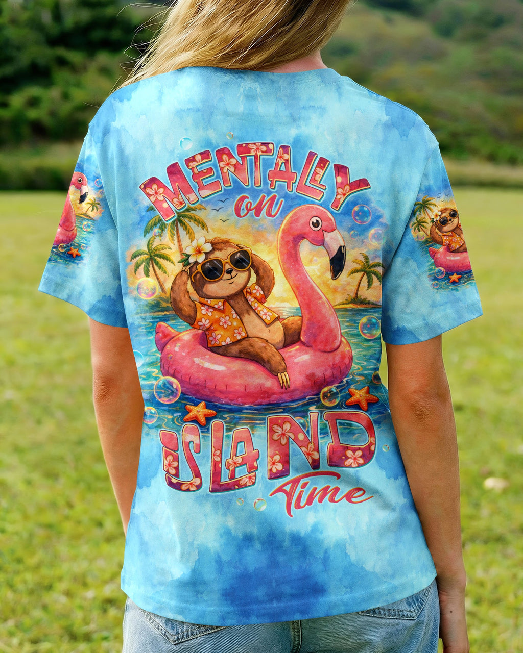 MENTALLY ON ISLAND TIME SLOTH ALL OVER PRINT - TLTW0704262