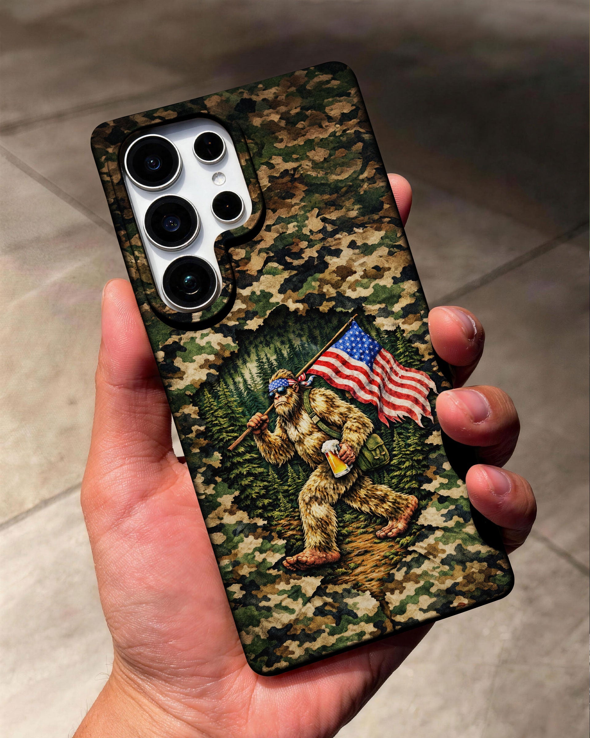 BIGFOOT WITH FLAG CAMOUFLAGE PHONE CASE - TLNT2004261