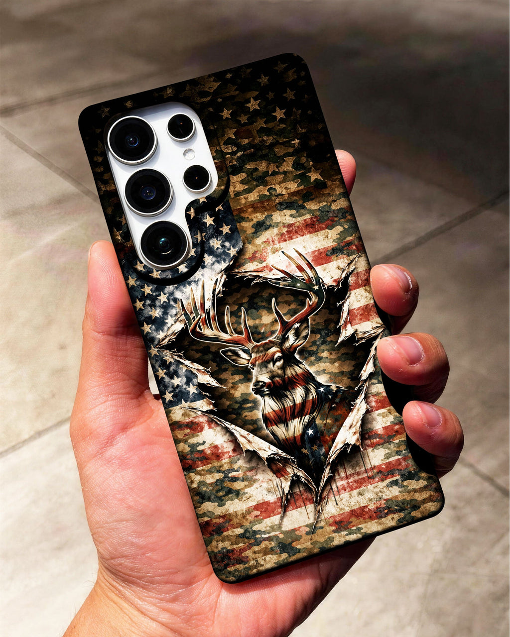 GRUNGE STARS AND STRIPES DEER HUNTING  PHONE CASE  - TLNT0605262