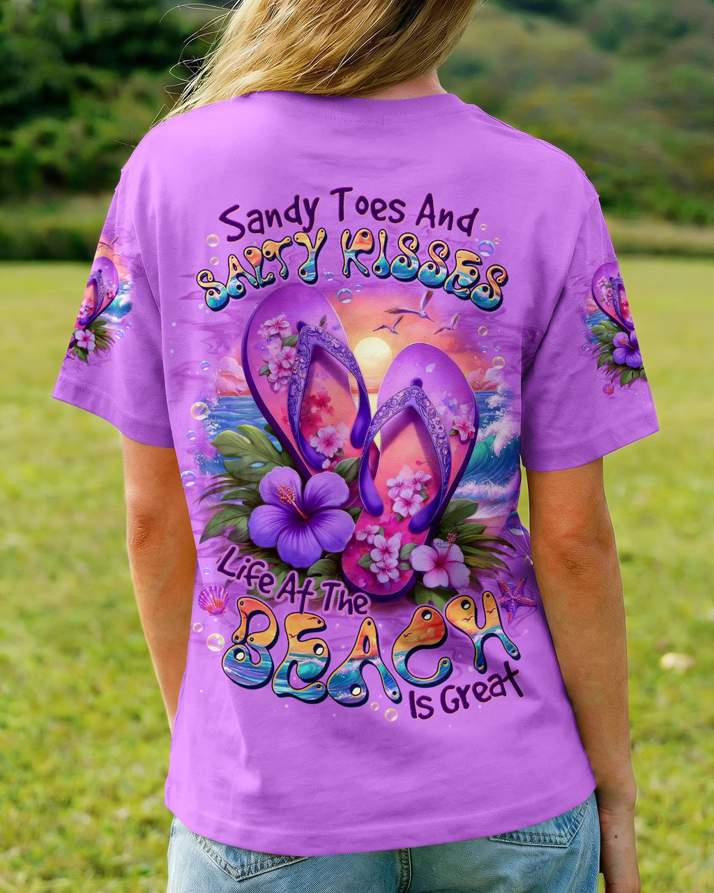 SANDY TOES AND SALTY KISSES FLIP FLOPS ALL OVER PRINT - TLTW0805263