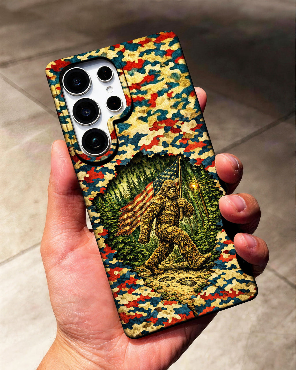 BIGFOOT WITH FLAG CAMOUFLAGE PHONE CASE  - TLNT1305261