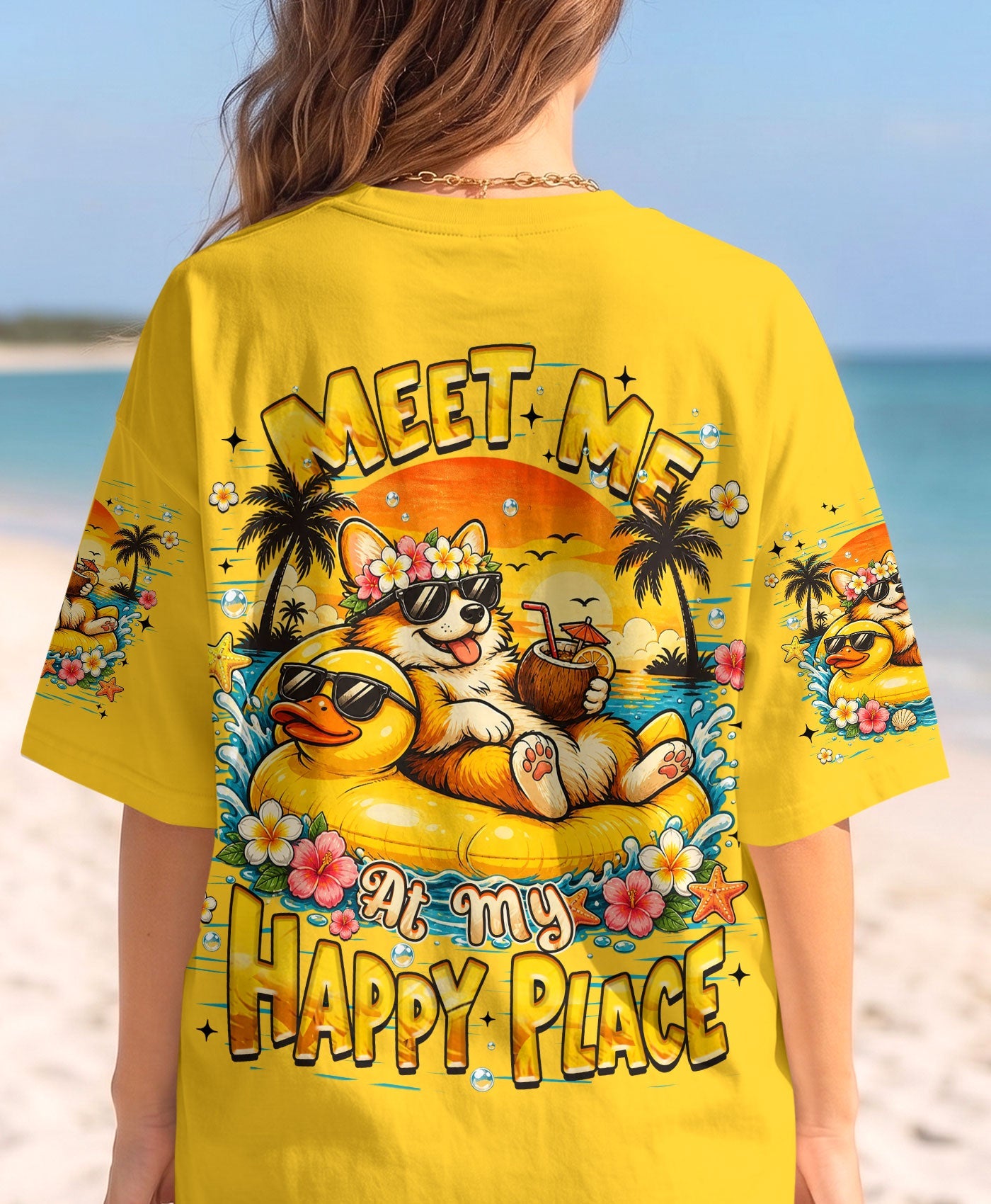 MEET ME AT MY HAPPY PLACE CORGI DOG ALL OVER PRINT   - TLHN2605263