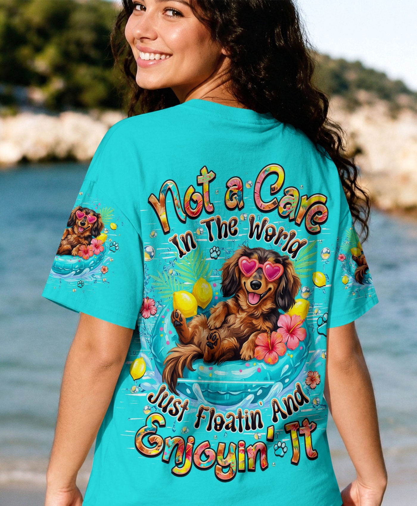 NOT A CARE IN THE WORLD DACHSHUND DOG  ALL OVER PRINT  - TLHN2105261