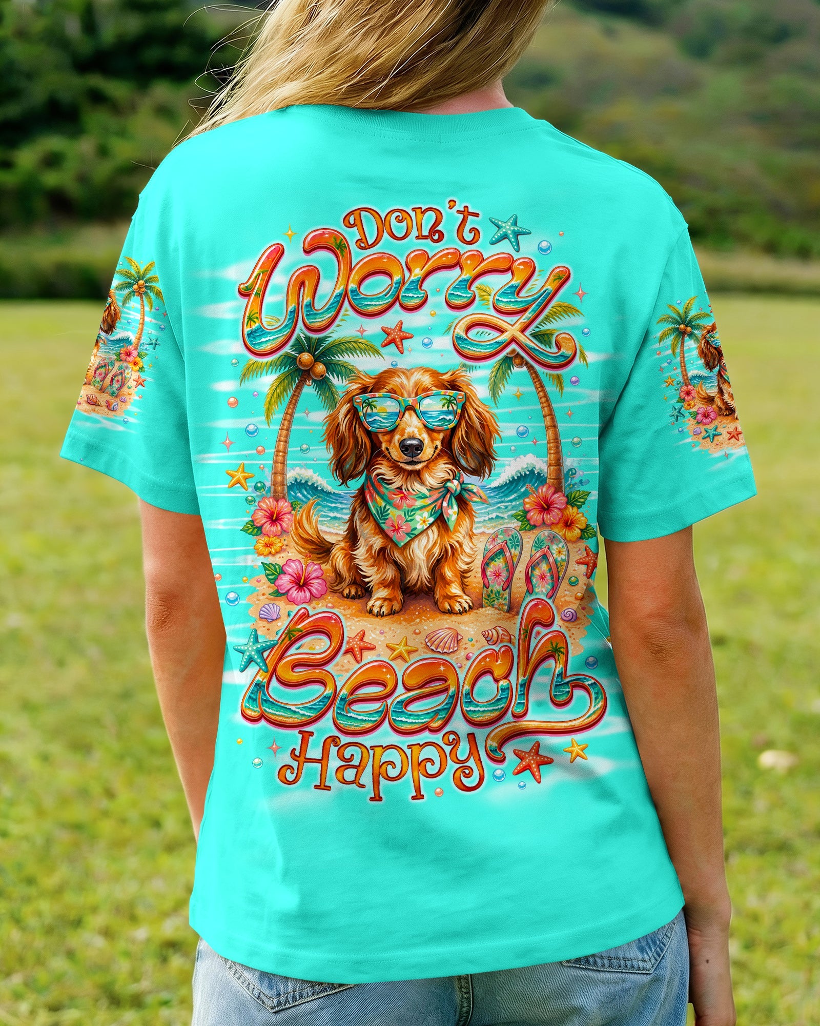 DON'T WORRY  LONG-HAIRED DACHSHUND DOG  ALL OVER PRINT - TLNO0705262