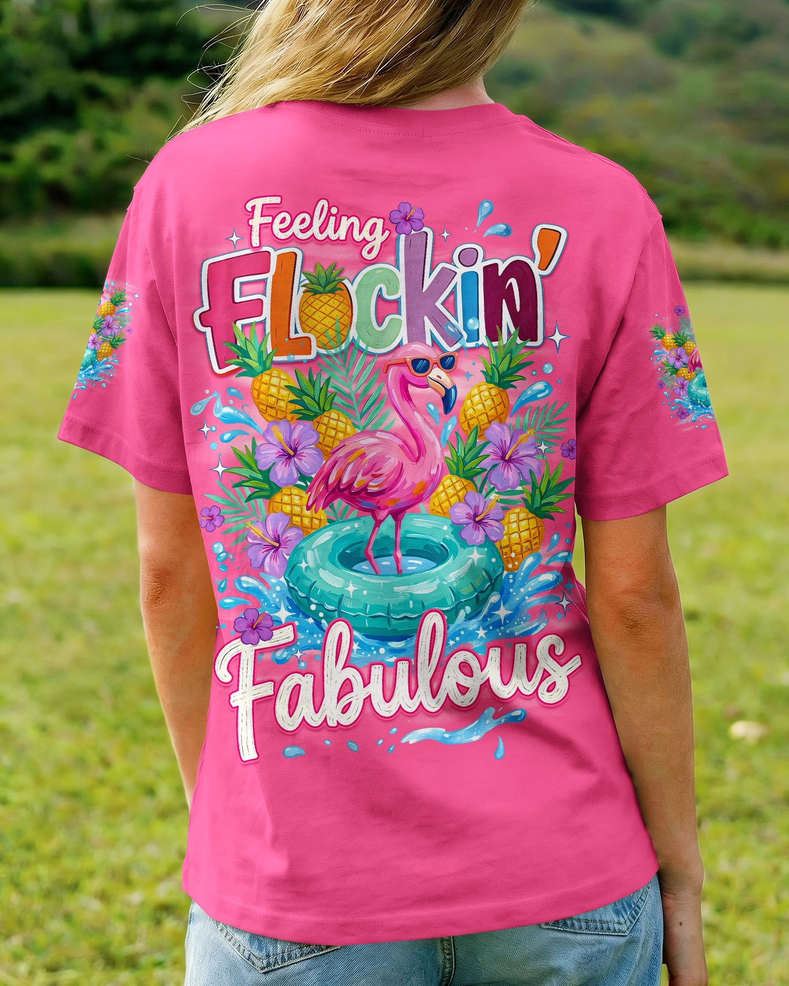 FEELING FLOCKIN' FABULOUS FLAMINGO ALL OVER PRINT - TYQY1004263
