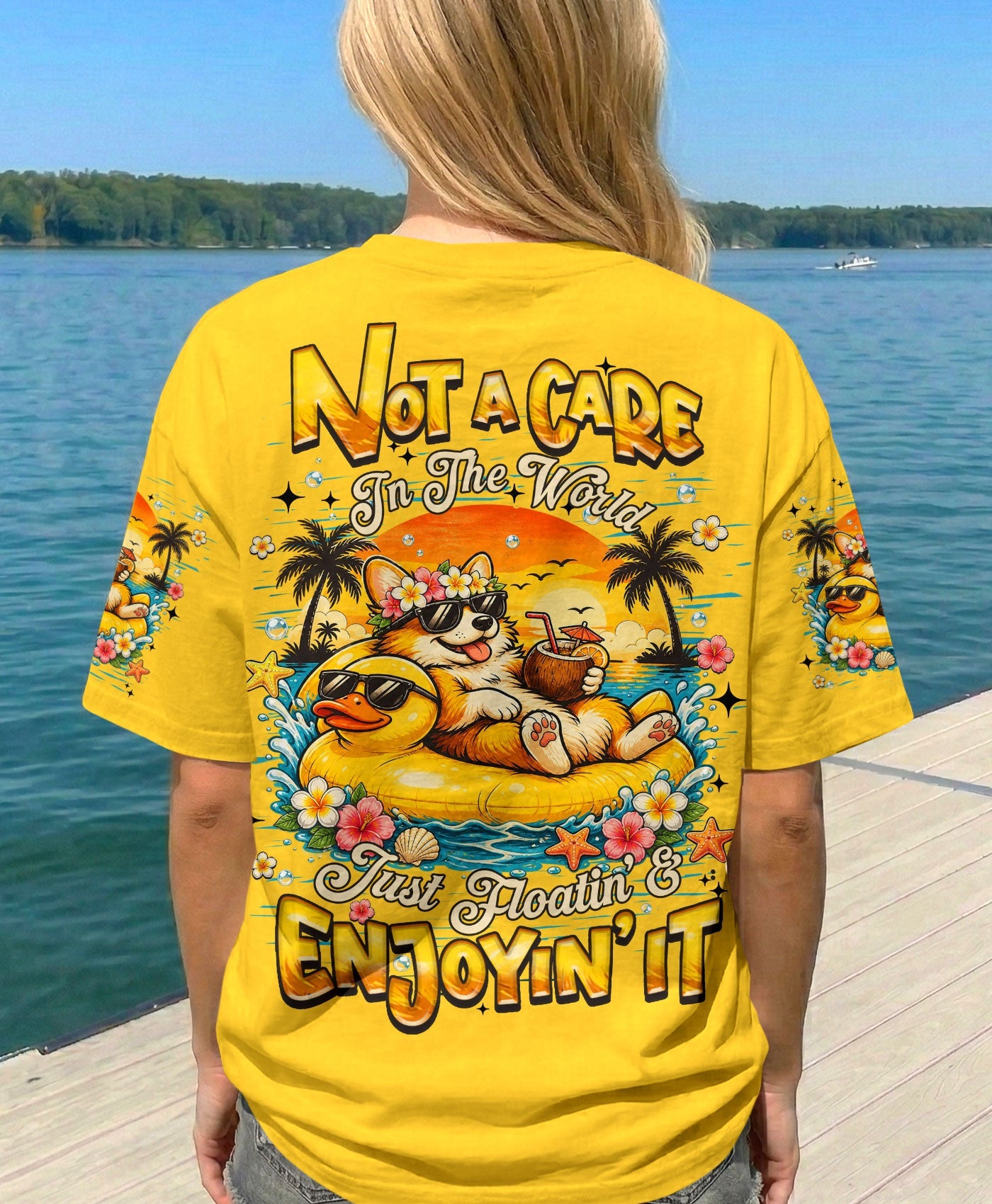 NOT A CARE IN THE WORLD CORGI DOG  ALL OVER PRINT  - TLHN0405263