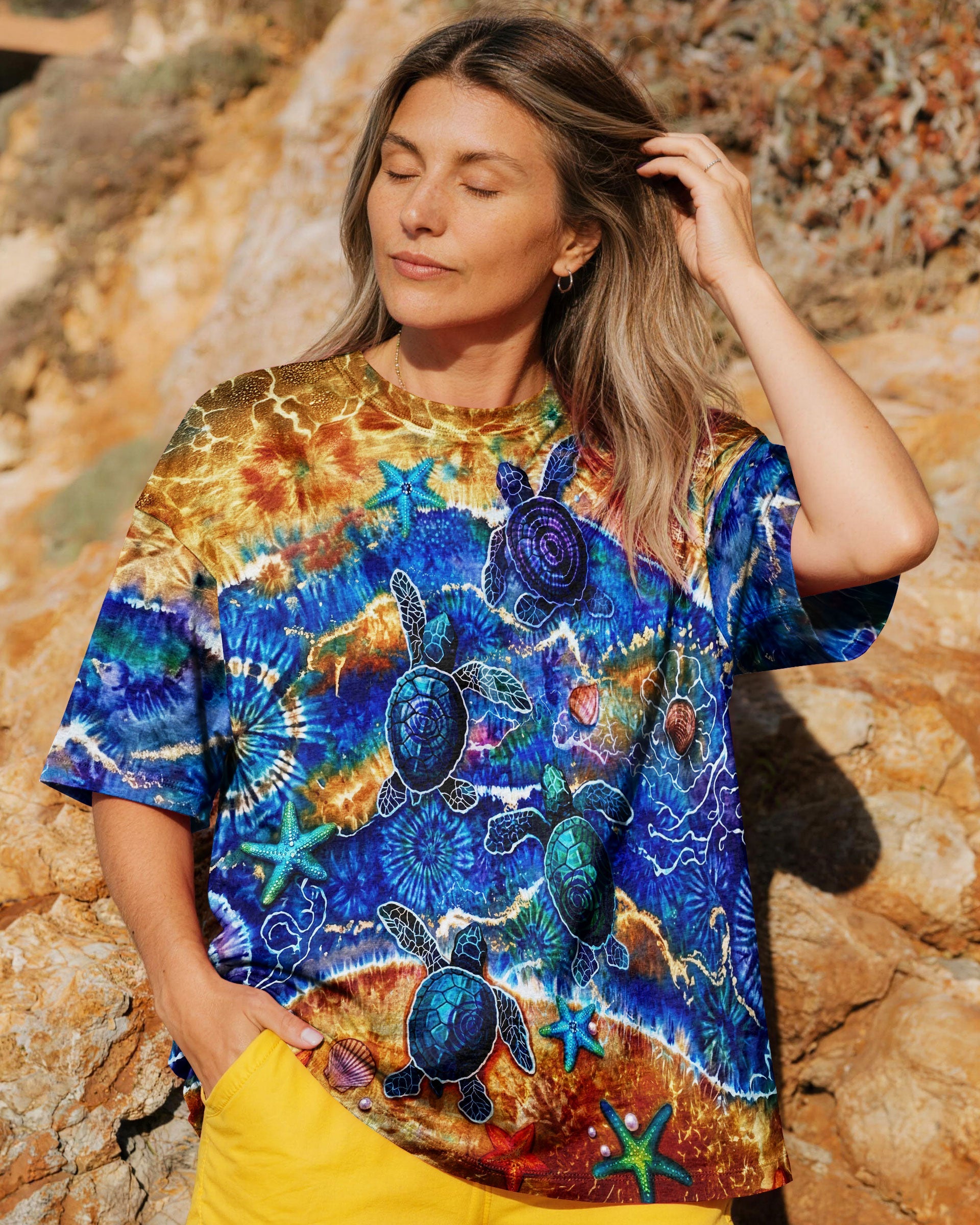 SEA TURTLE WAVES ALL OVER PRINT  - TLNT1404263