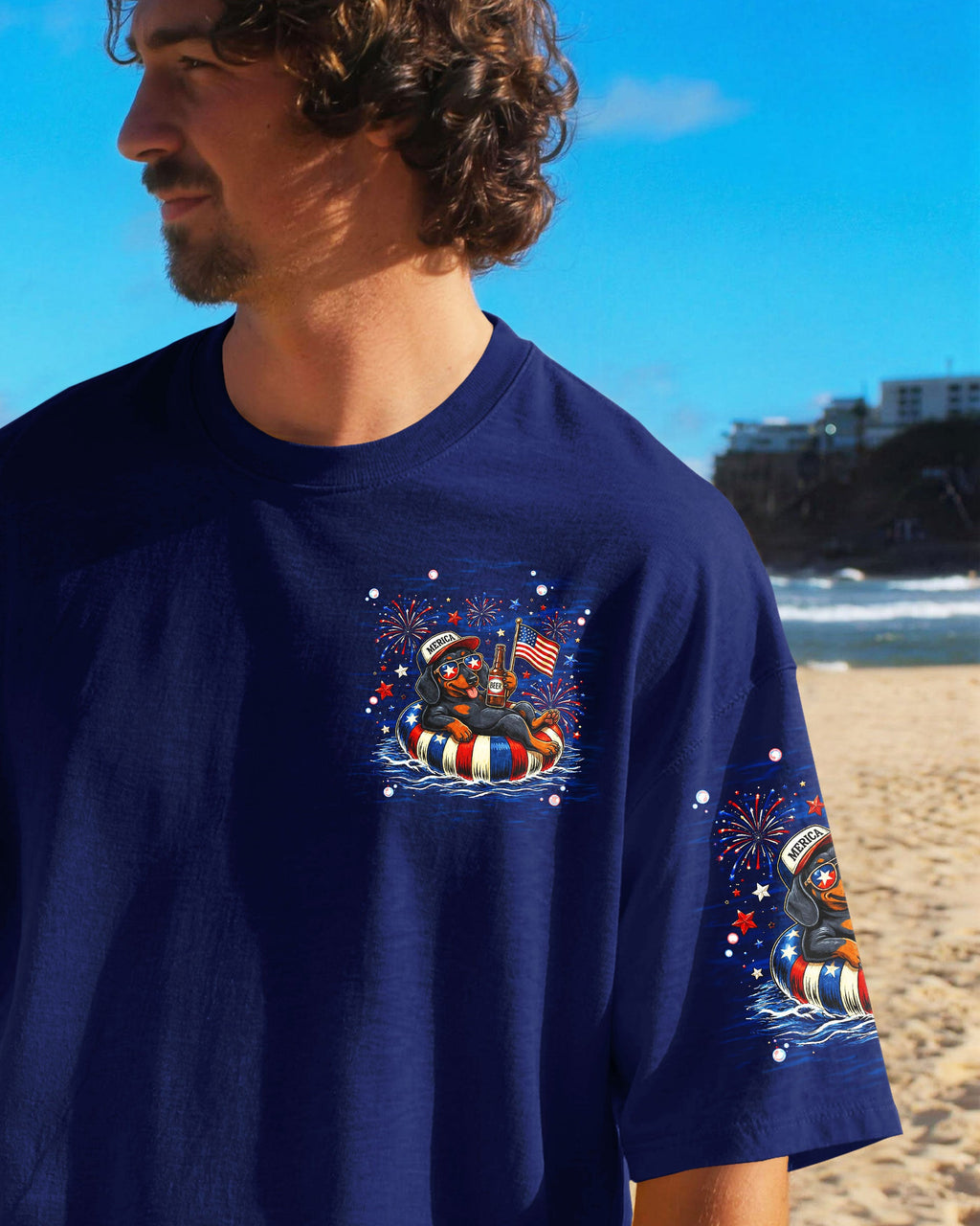 LAND OF THE FREE DACHSHUND DOG RED WHITE & BLUE ALL OVER PRINT  - TLNT1905263