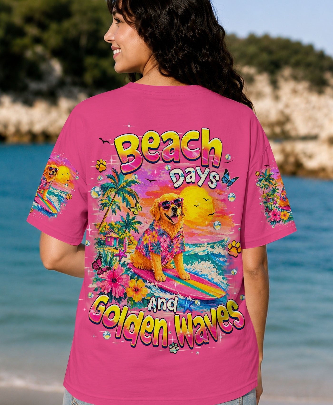 BEACH DAYS & GOLDEN WAVES GOLDEN RETRIEVER ALL OVER PRINT - TLHN2605261