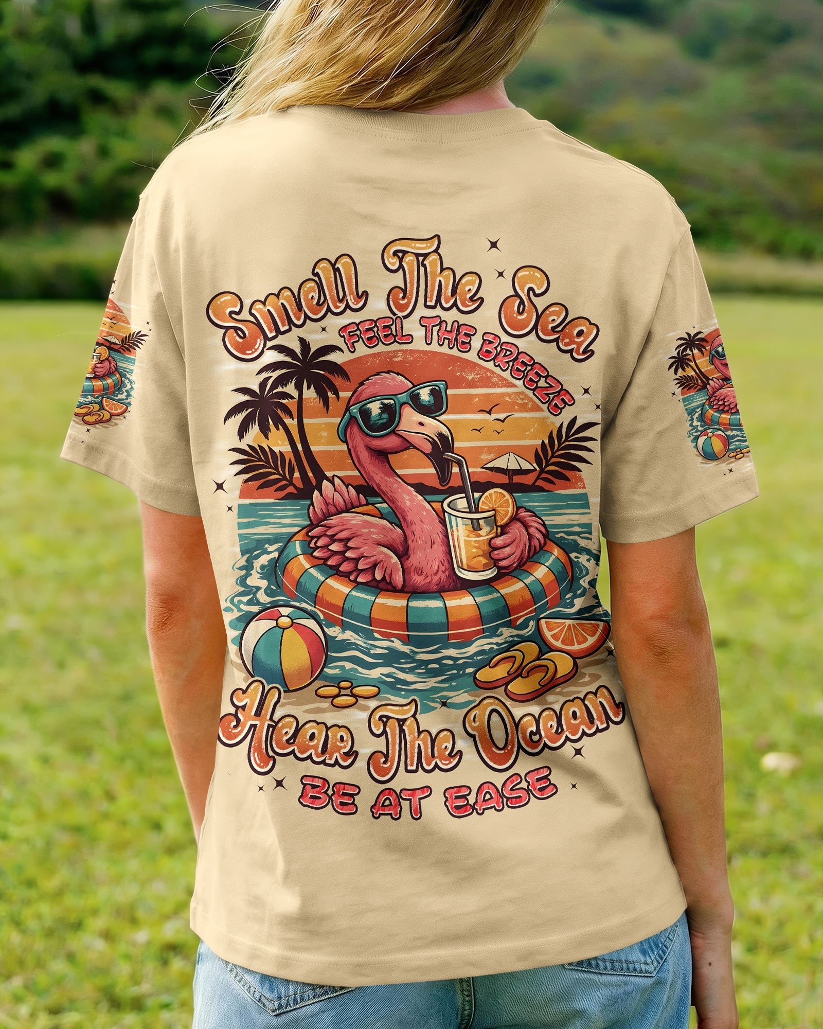 SMELL THE SEA FEEL THE BREEZE FLAMINGO ALL OVER PRINT - TYPQ1404262