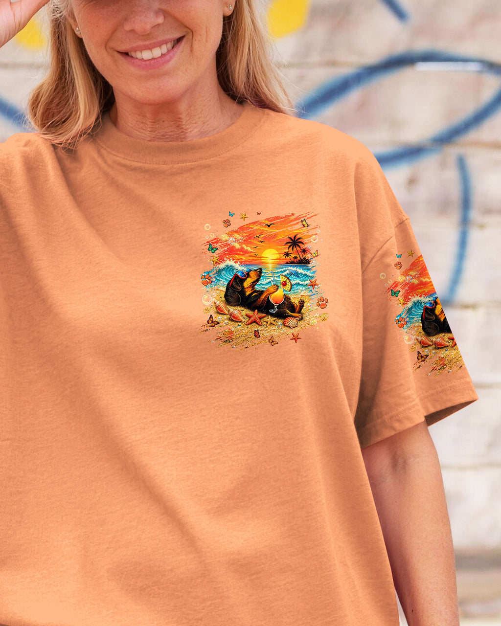 SANDY PAWS AND SALTY KISSES DACHSHUND DOG  ALL OVER PRINT  - TLNT0605263