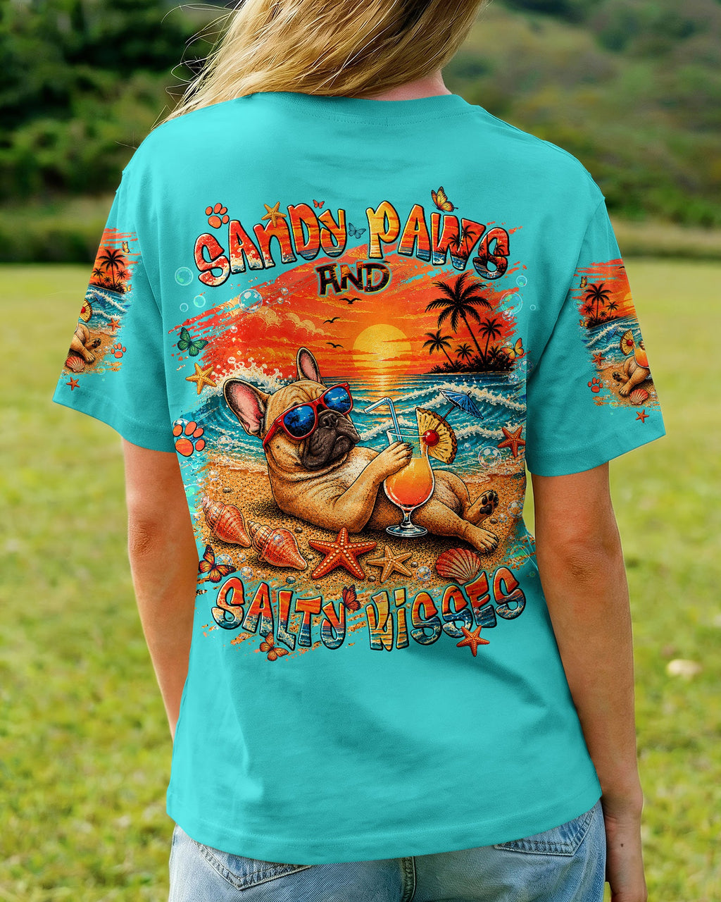 SANDY PAWS AND SALTY KISSES FRENCH BULLDOG ALL OVER PRINT - TLNT1505262