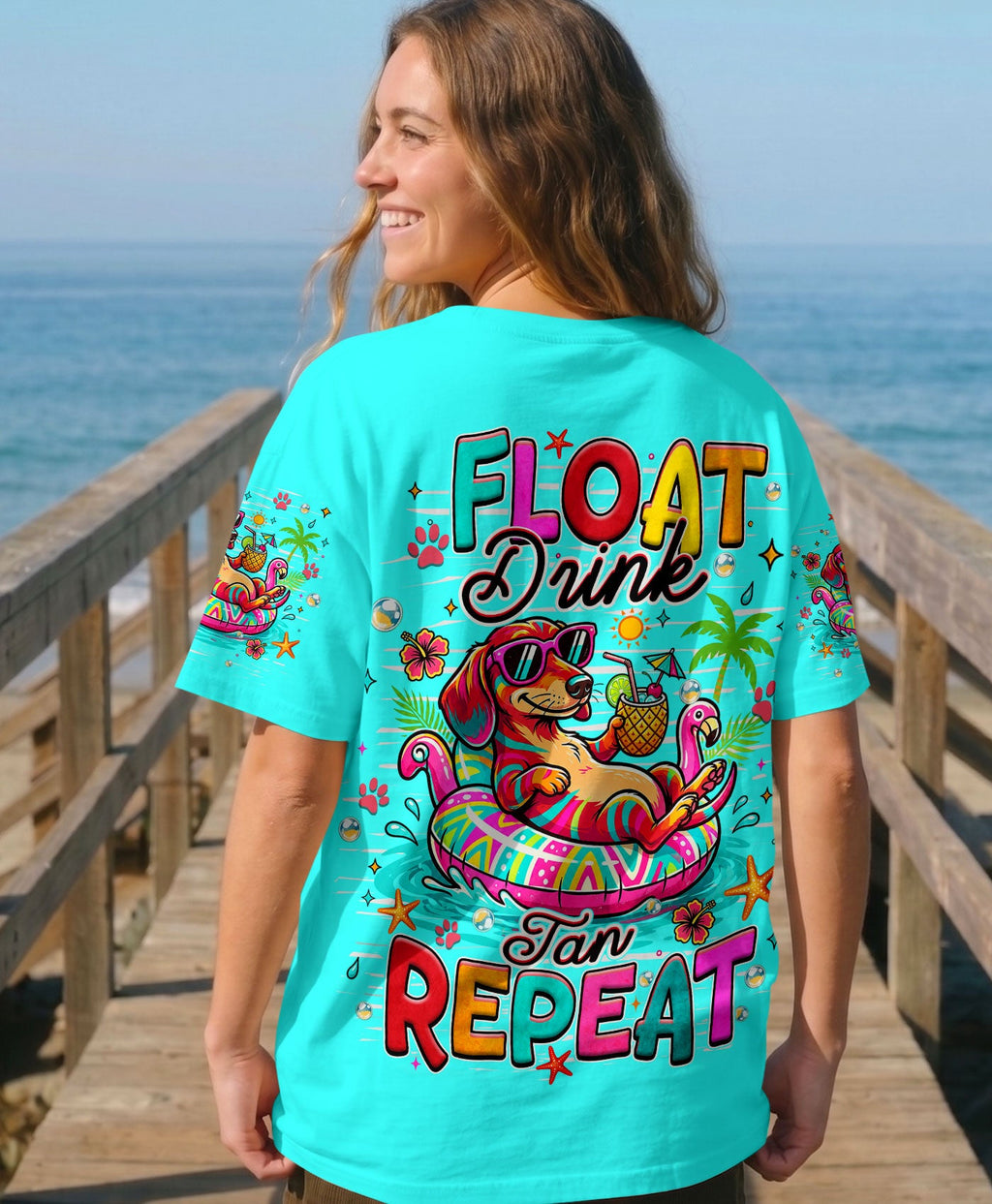 FLOAT DRINK TAN REPEAT DACHSHUND DOG ALL OVER PRINT  - TLHN1806263