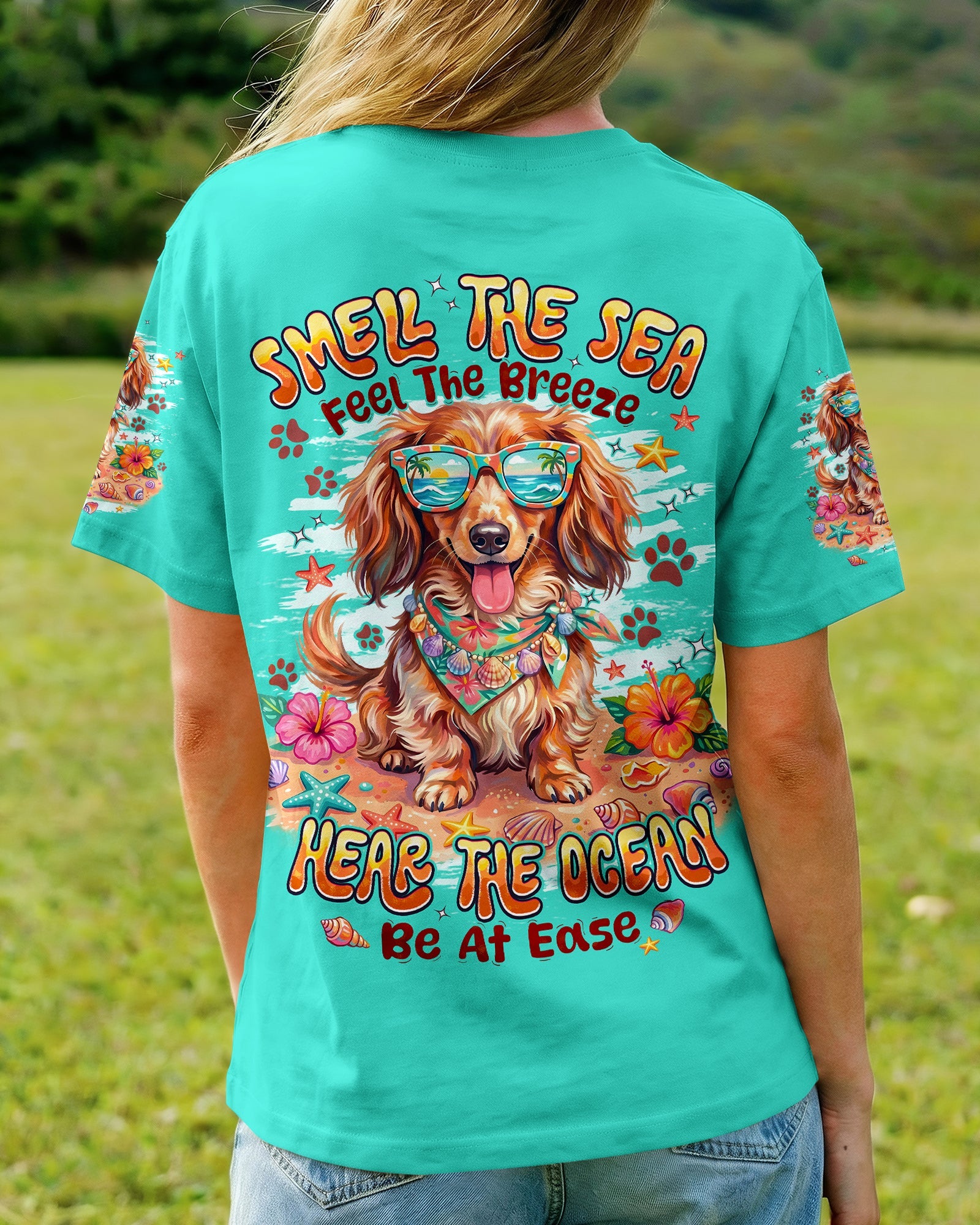 SMELL THE SEA DACHSHUND LONG HAIR DOG ALL OVER PRINT - TYPQ0906263