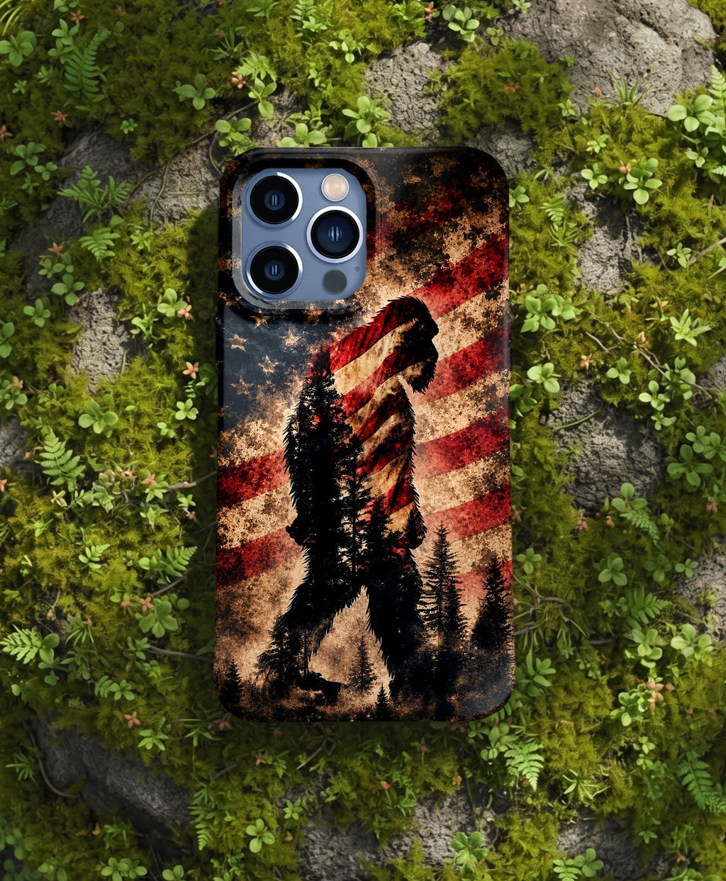 BIGFOOT IN THE FOREST STARS & STRIPES PHONE CASE  - TLHN2105264