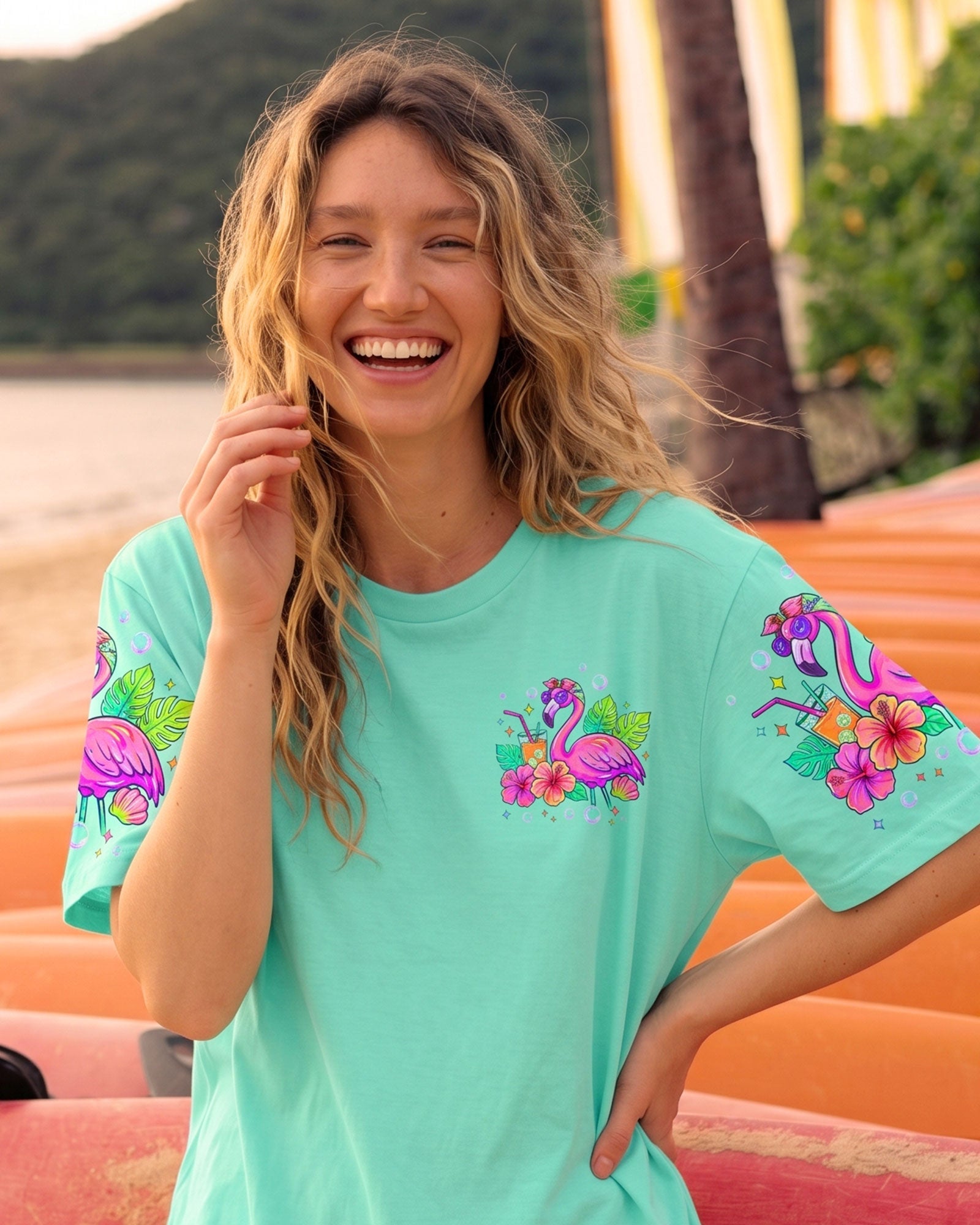 RESTING BEACH FACE FLAMINGO ALL OVER PRINT - TLTW1806264