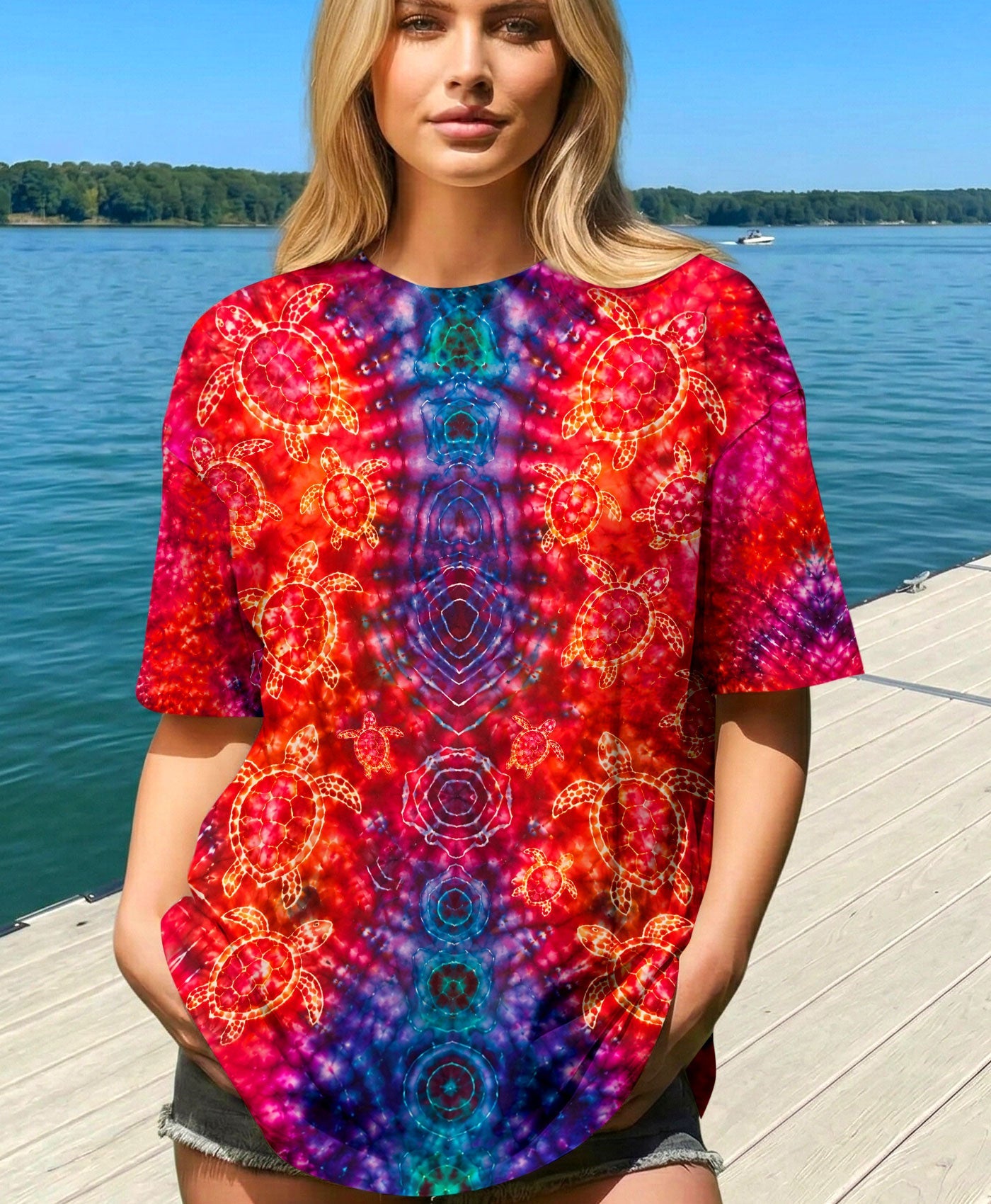 SEA TURTLES PSYCHEDELIC PATTERN ALL OVER PRINT  - TLHN0107261