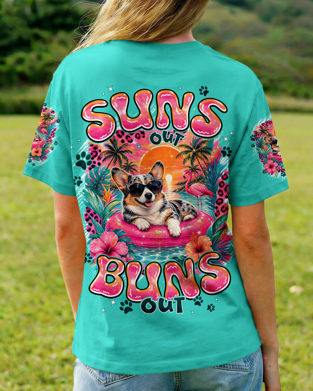 SUN'S OUT BUNS OUT CORGI DOG ALL OVER PRINT - TYPQ1306263