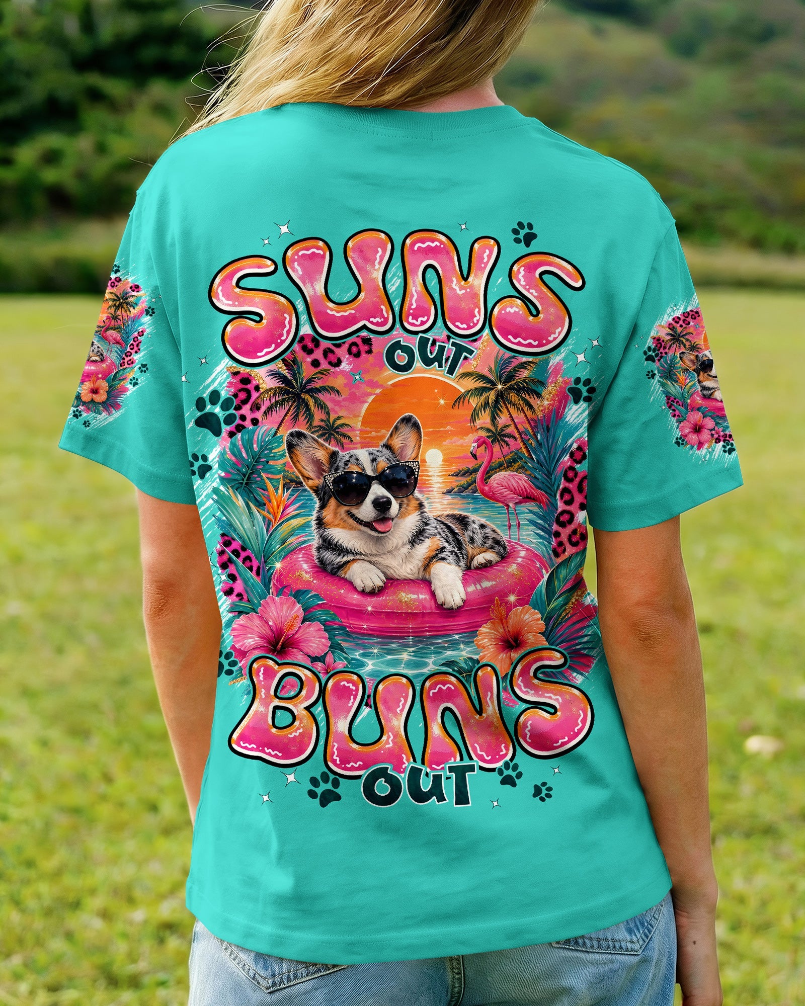 SUN'S OUT BUNS OUT CORGI DOG ALL OVER PRINT - TYPQ1306263