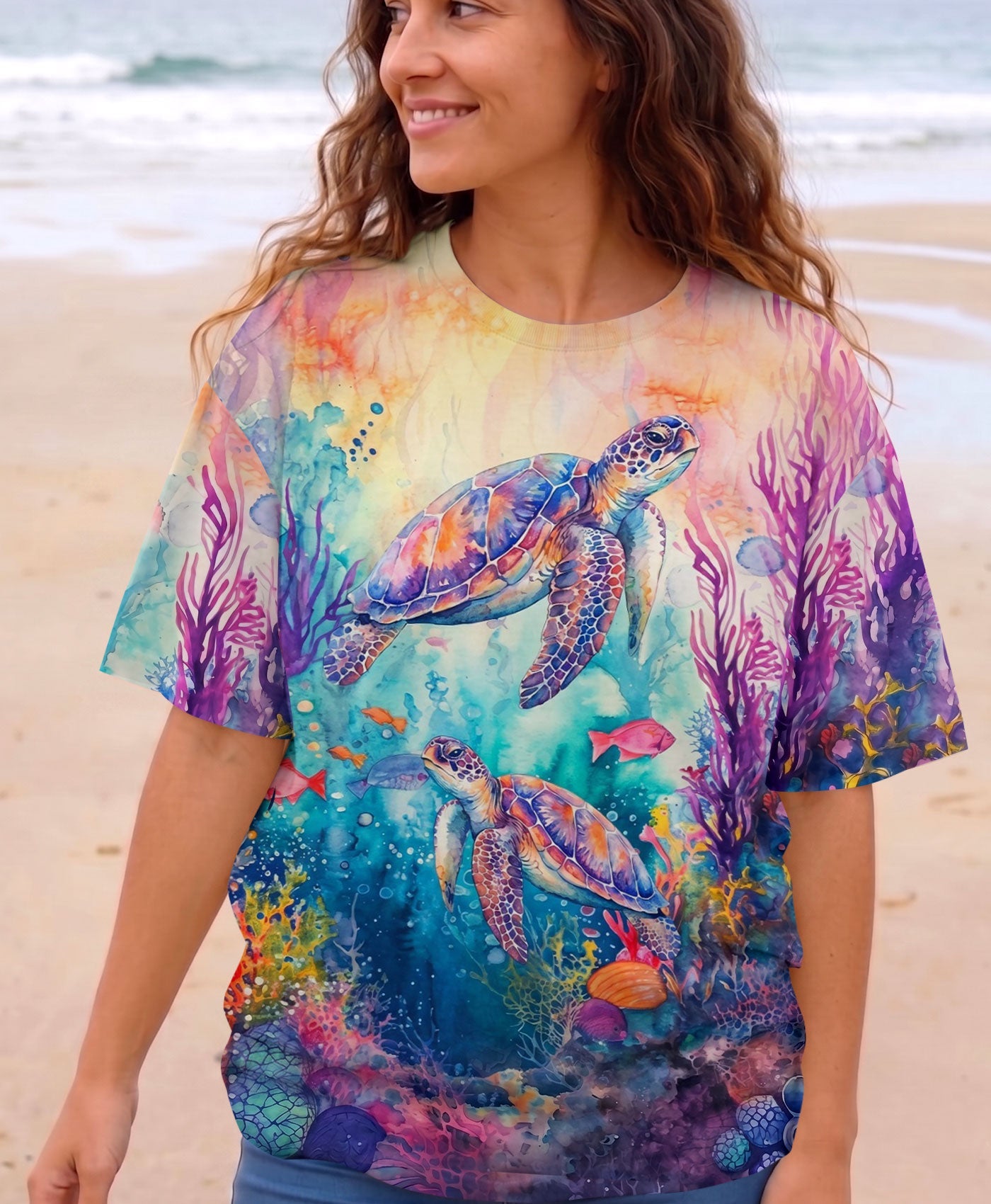 SALTWATER HEALS EVERYTHING TURTLE ALL OVER PRINT  - TLHN2104261