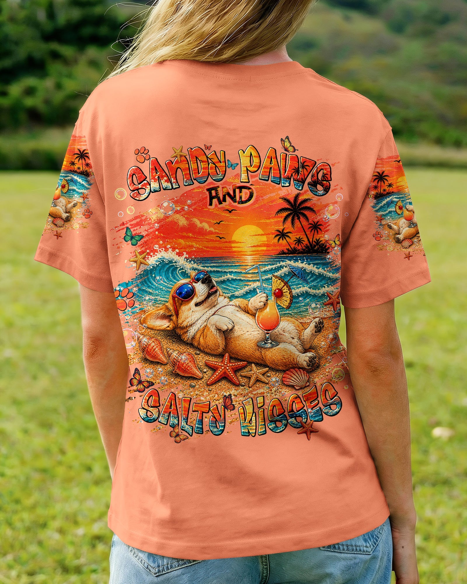 SANDY PAWS AND SALTY KISSES CORGI DOG ALL OVER PRINT  - TLNT1805263