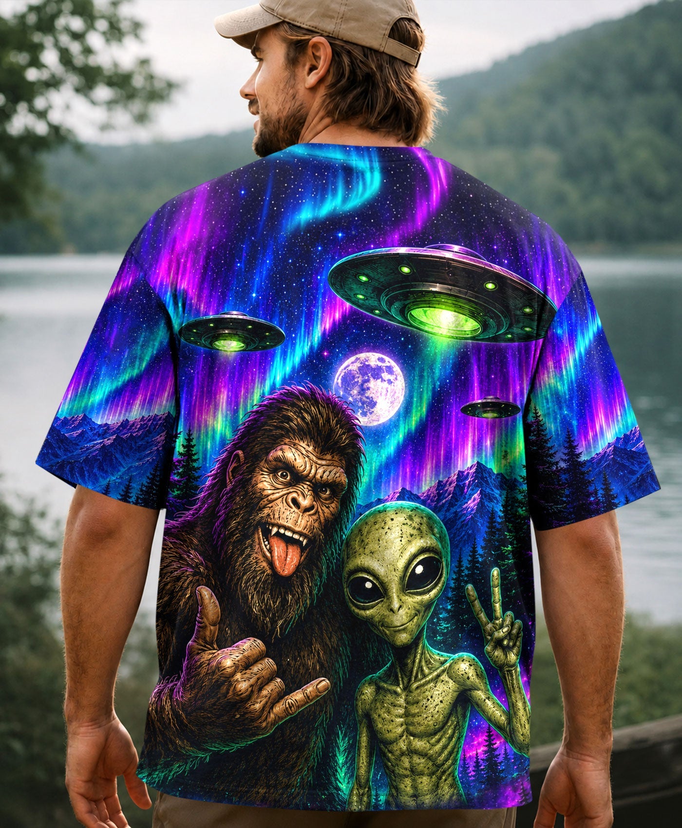 SELFIE BIGFOOT ALIEN AURORA ALL OVER PRINT - TLHN0907263
