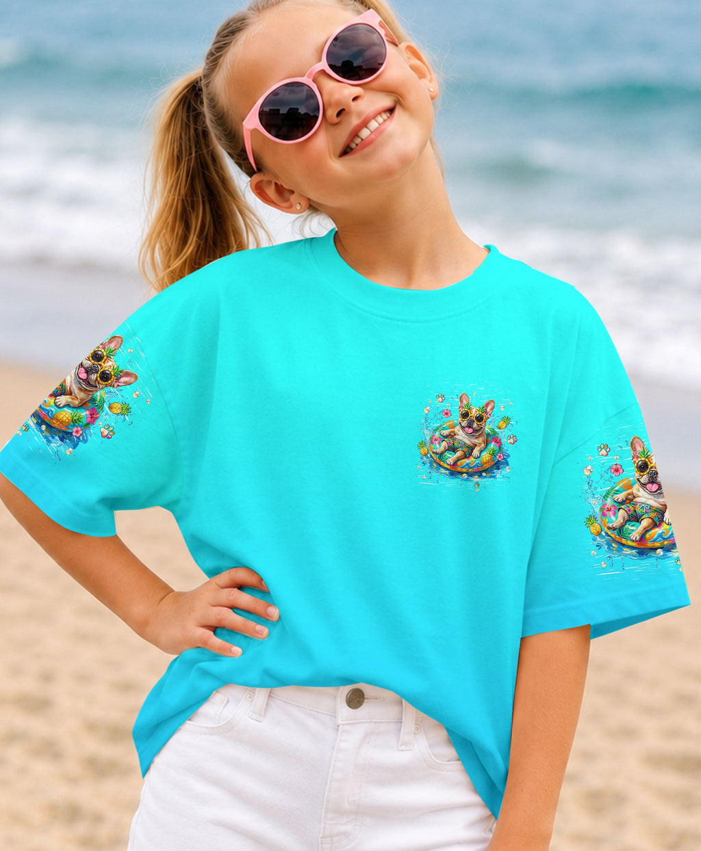 SANDY PAWS SUNKISSED NOSE FRENCH BULLDOG KIDS ALL OVER PRINT  - TLHN2205264