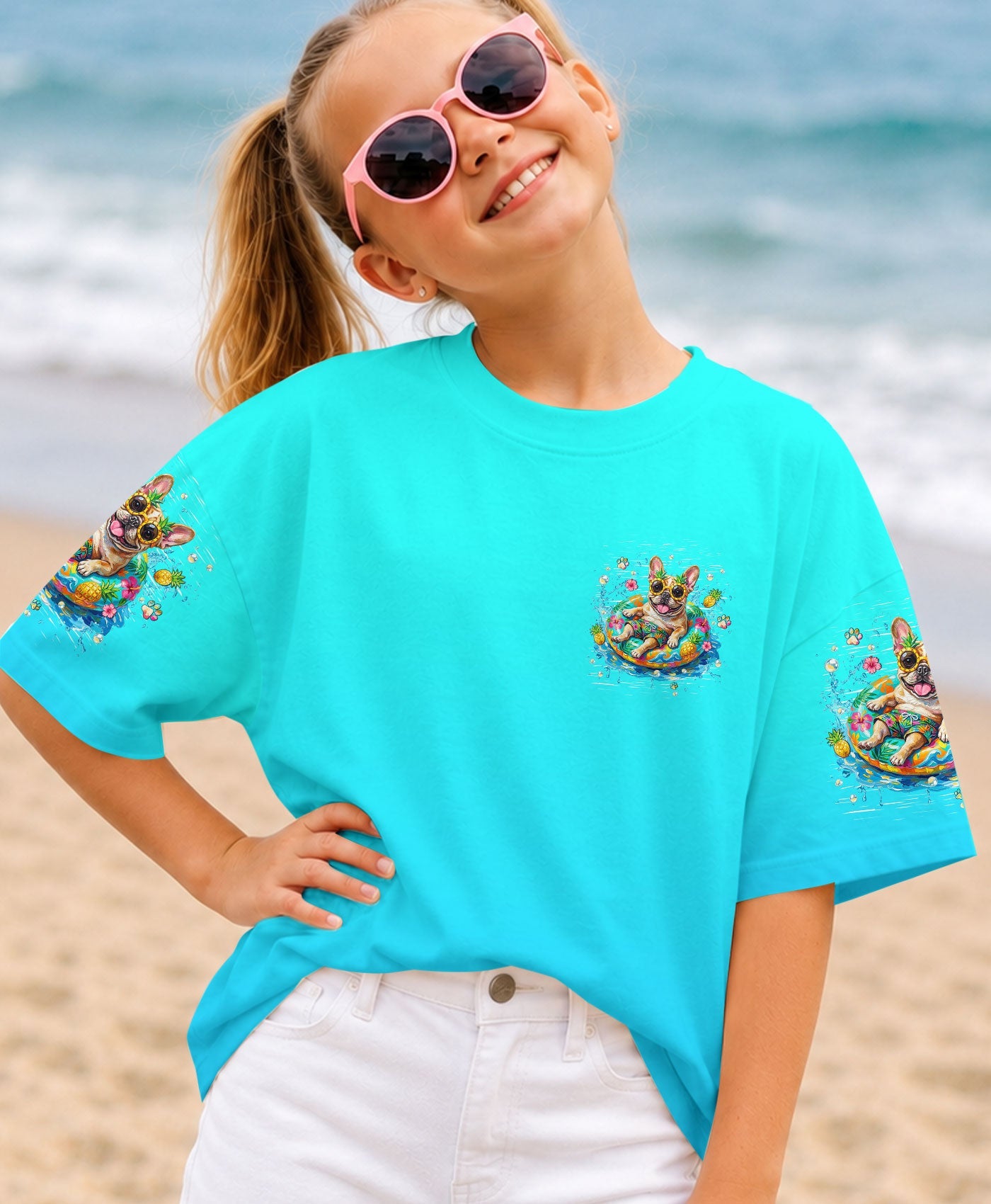 SANDY PAWS SUNKISSED NOSE FRENCH BULLDOG KIDS ALL OVER PRINT  - TLHN2205264