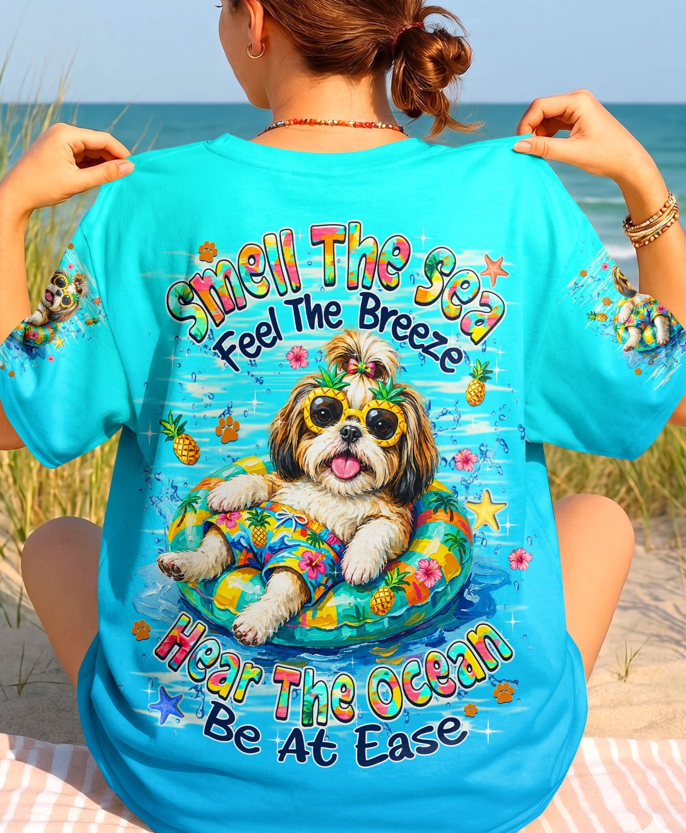 SMELL THE SEA FEEL THE BREEZE SHIH TZU DOG ALL OVER PRINT - TLHN0506263