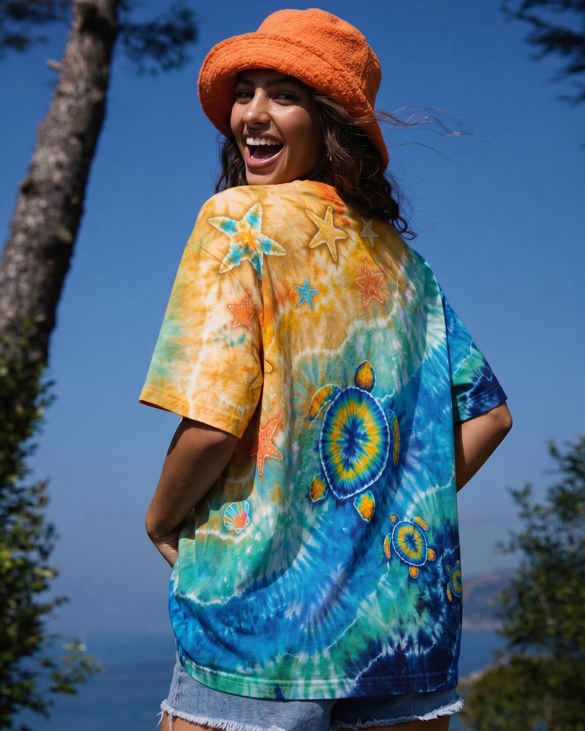 THREE TURTLES BEACH SAND BURST ALL OVER PRINT  - TLTW2206261