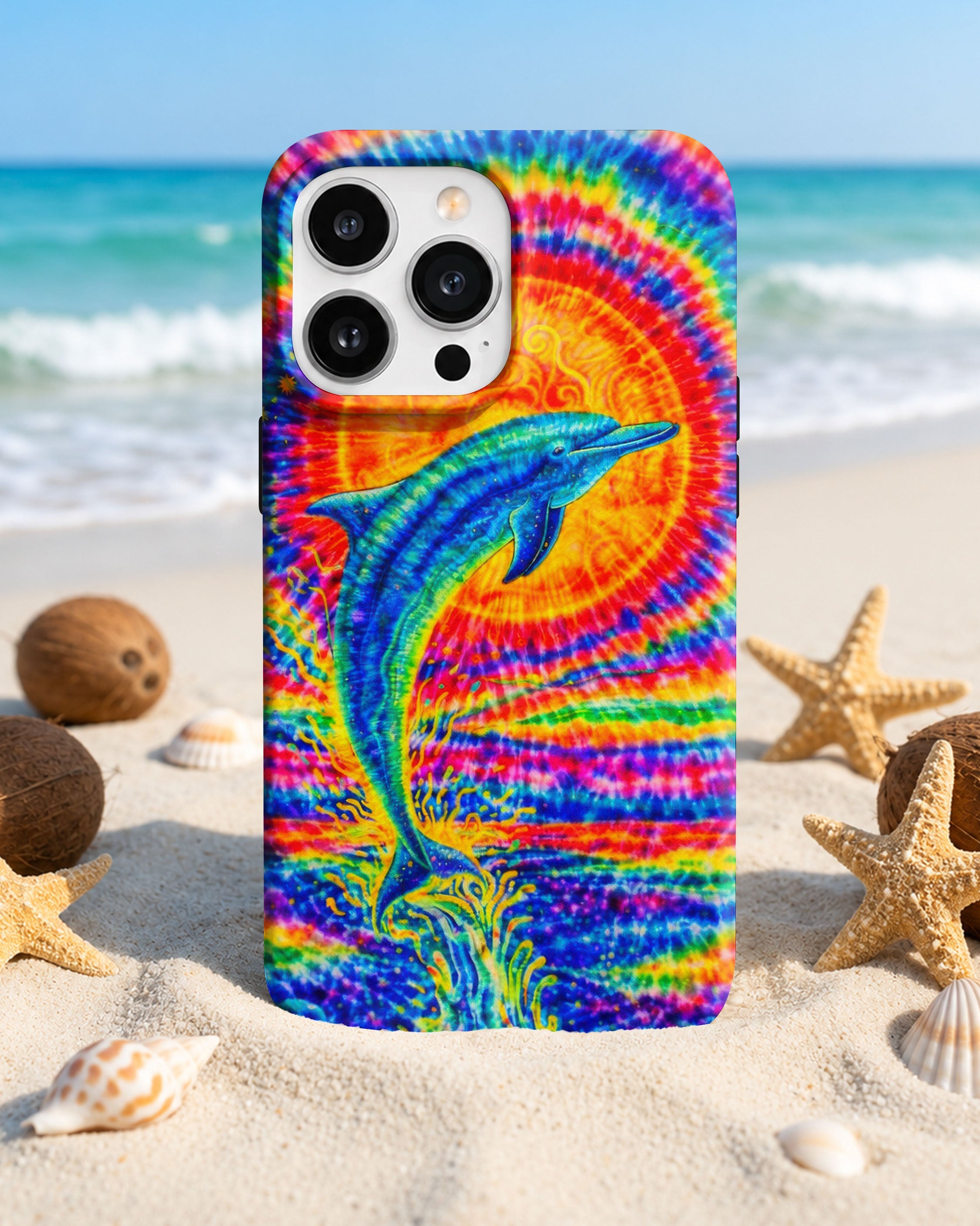 DOLPHIN SUN COLORFUL SWIRL  PHONE CASE  - TLTW2205261