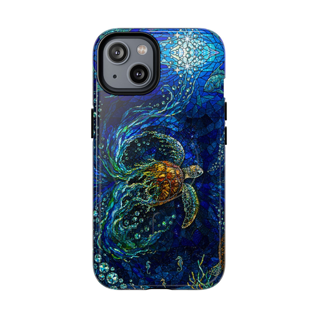SEA TURTLE OCEAN STAINED GLASS PATTERN MAGNETIC  PHONE CASE  - TLTW2804263