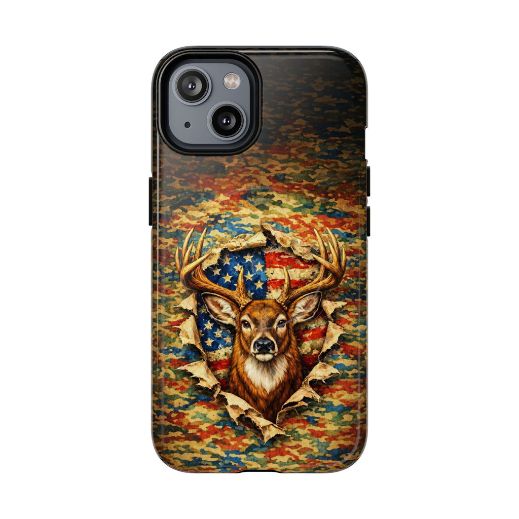 HUNTING DEER CAMOUFLAGE STARS AND STRIPES MAGNETIC PHONE CASE  - TLNT0405261