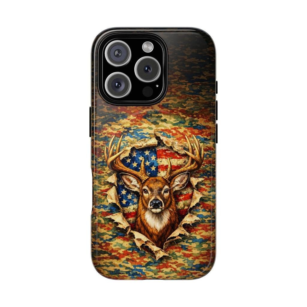 HUNTING DEER CAMOUFLAGE STARS AND STRIPES MAGNETIC PHONE CASE  - TLNT0405261