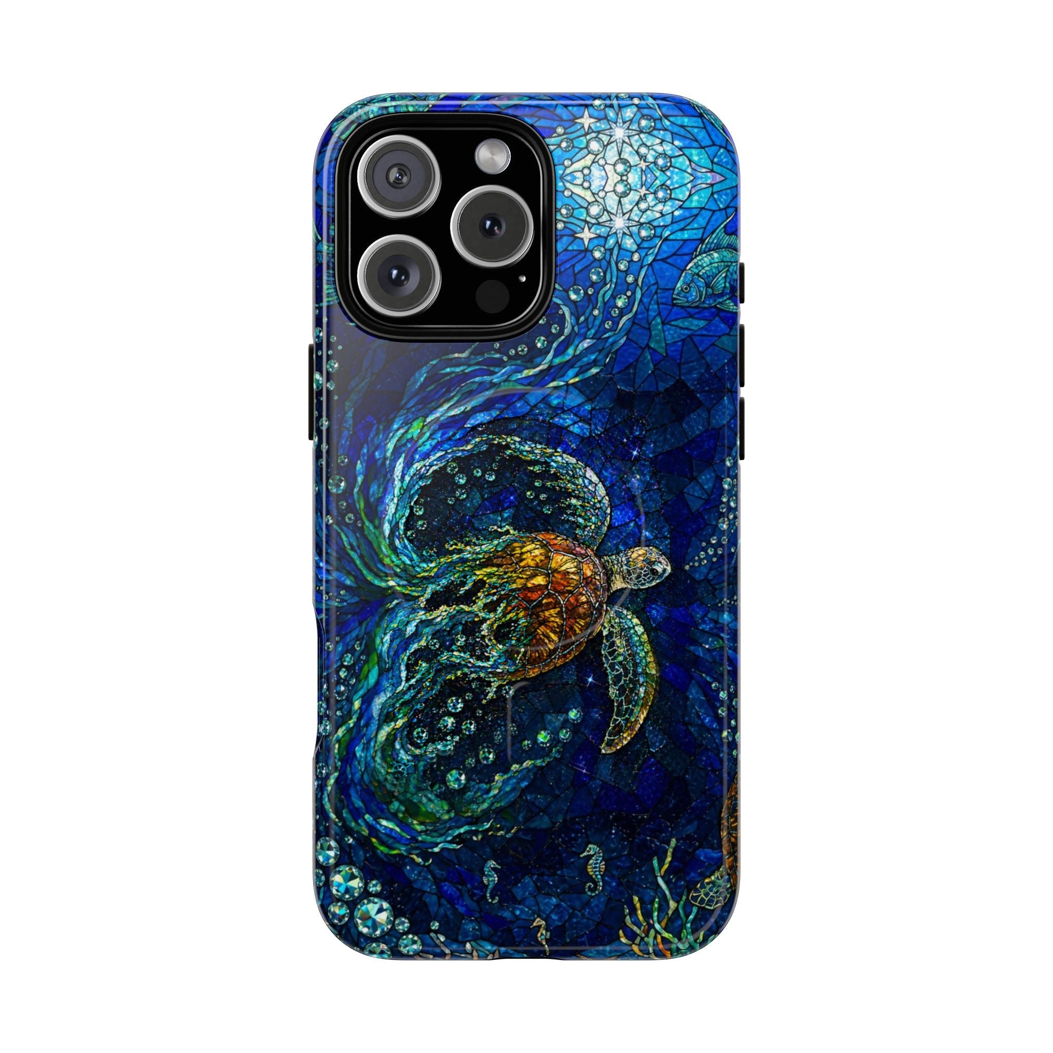 SEA TURTLE OCEAN STAINED GLASS PATTERN MAGNETIC  PHONE CASE  - TLTW2804263