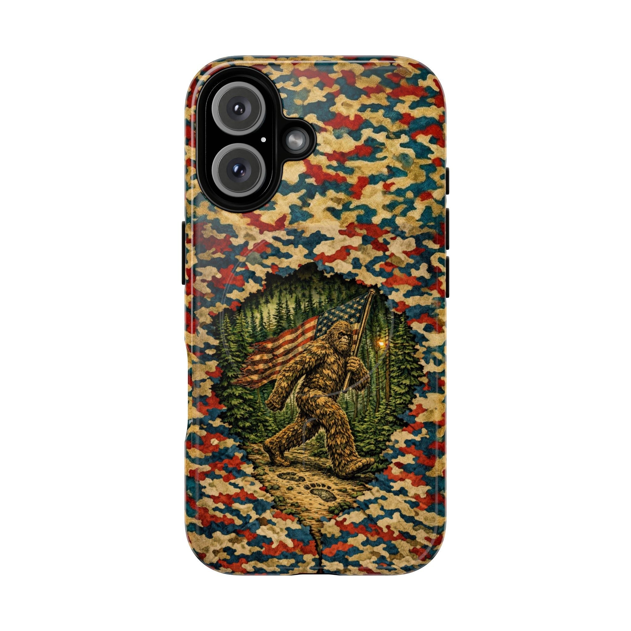 BIGFOOT WITH FLAG CAMOUFLAGE MAGNETIC PHONE CASE  - TLNT1305261