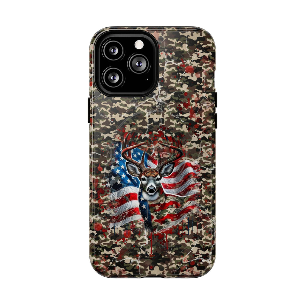 STARS AND STRIPES DEER HUNTING MAGNETIC PHONE CASE - TLHG1905264
