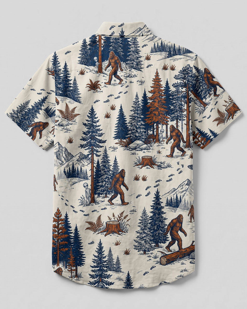 BIGFOOT ALIEN UFO BUTTON-DOWN COLLAR SHIRT - TLHN2306262