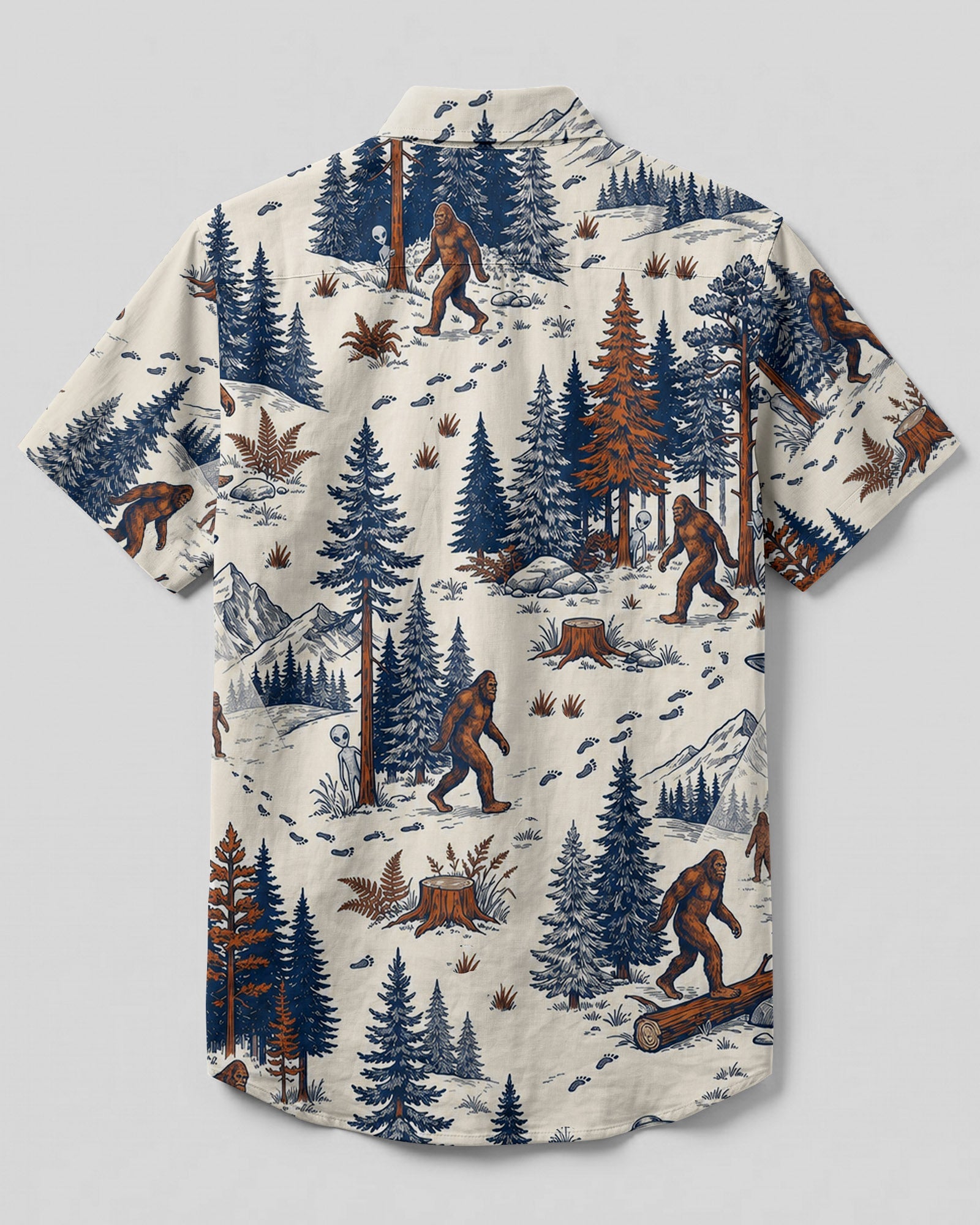 BIGFOOT ALIEN UFO BUTTON-DOWN COLLAR SHIRT - TLHN2306262