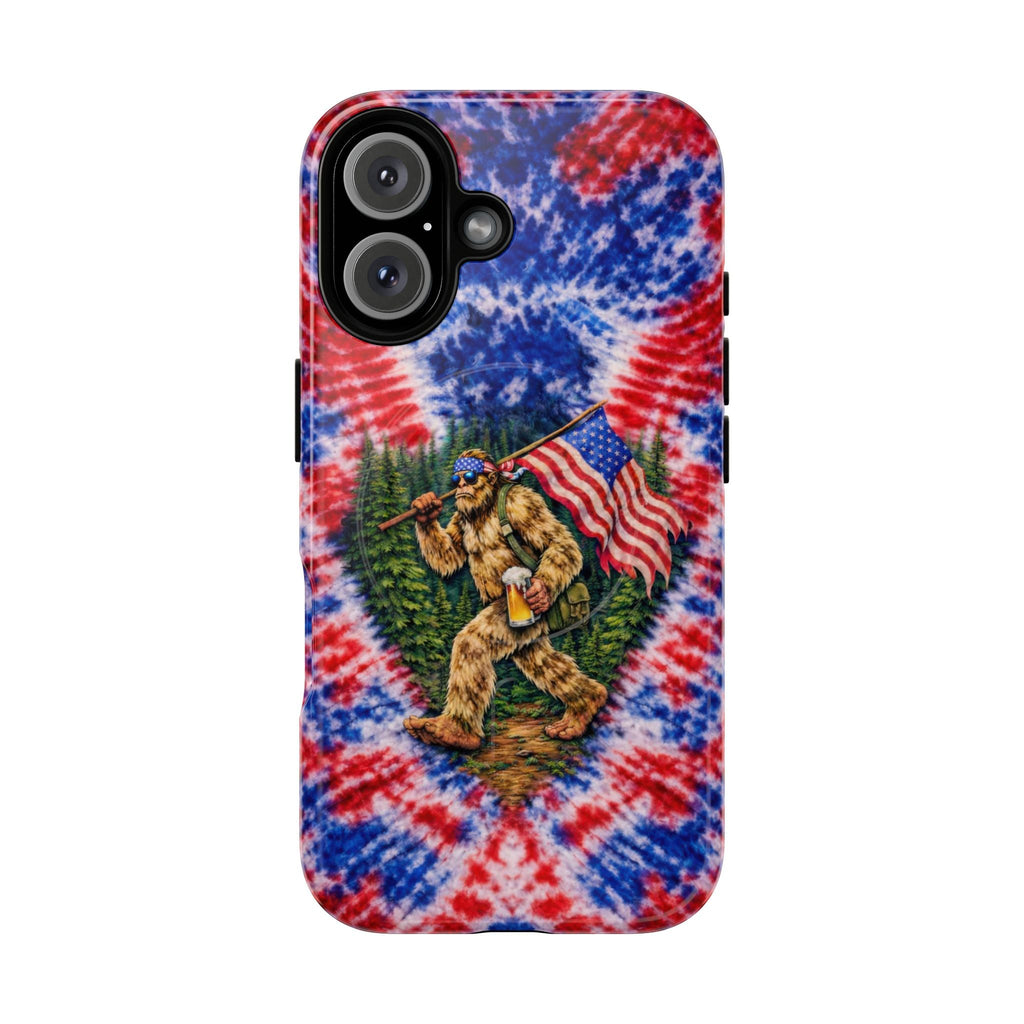 BIGFOOT WITH FLAG RED WHITE & BLUE SWIRL MAGNETIC PHONE CASE  - TLTW2605263