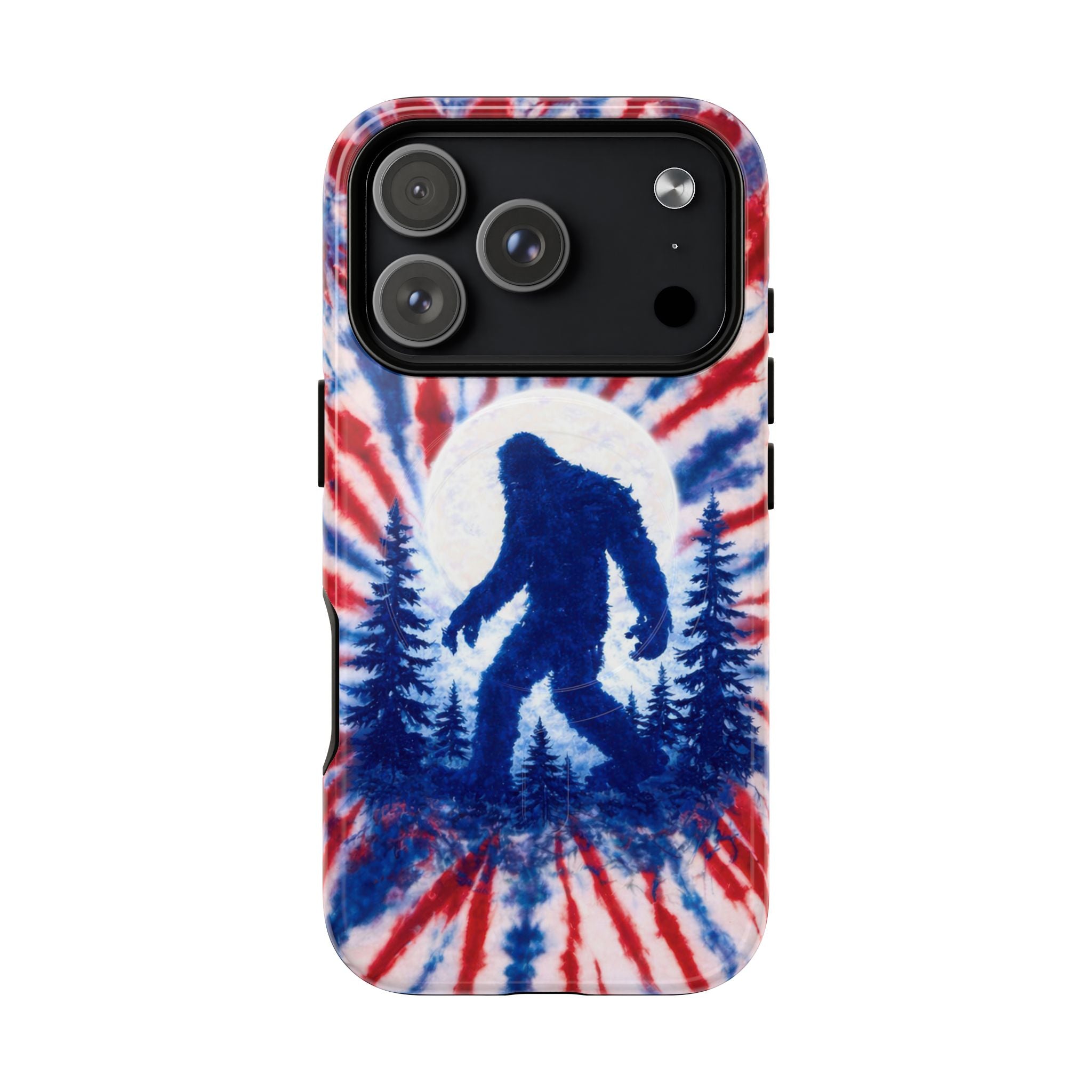 BIGFOOT IN THE FOREST RED WHITE & BLUE SWIRL MAGNETIC PHONE CASE  - TLTW2505263