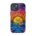 DOLPHIN SUNSET WATERCOLOR PATTERN MAGNETIC PHONE CASE  - TLHN2104264