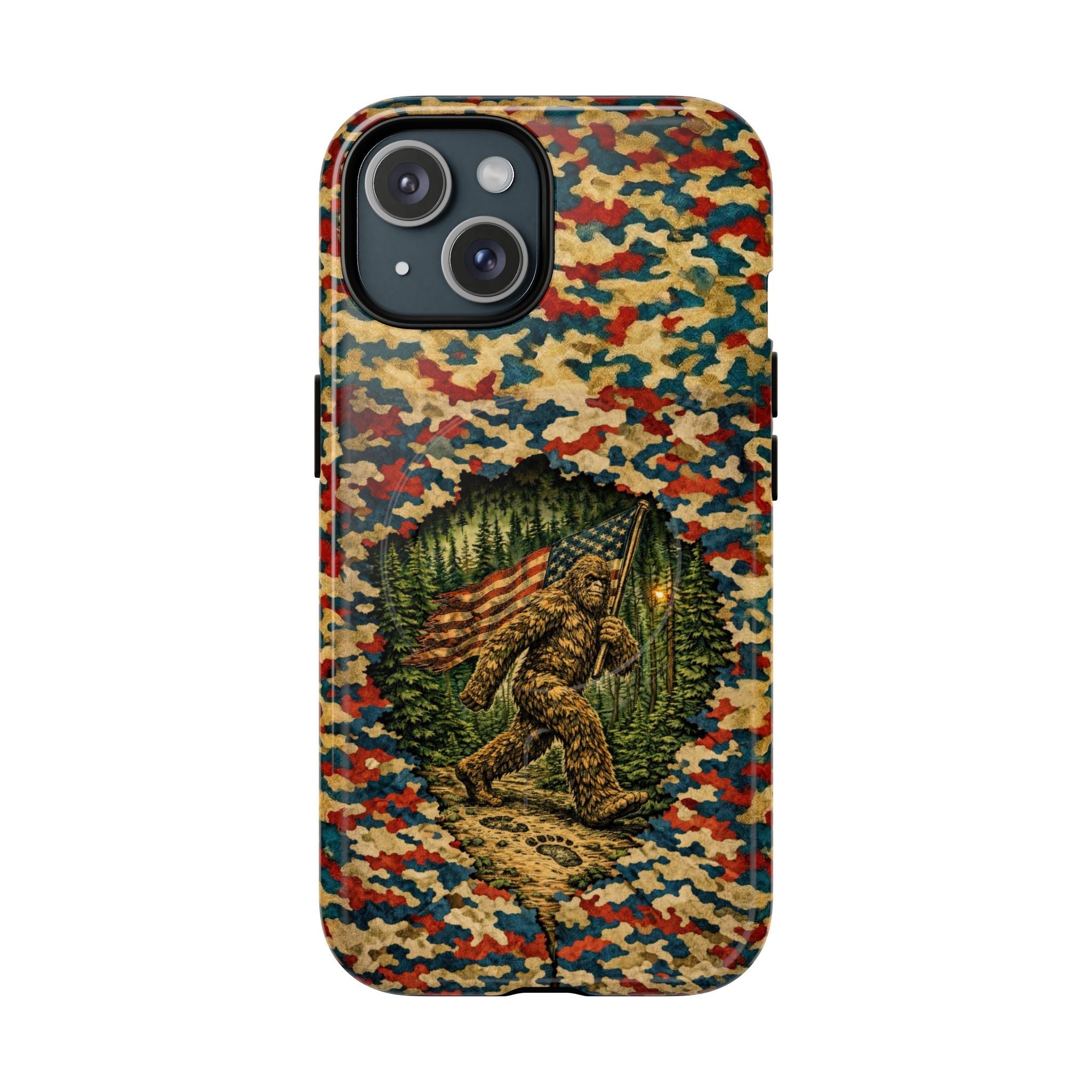 BIGFOOT WITH FLAG CAMOUFLAGE MAGNETIC PHONE CASE  - TLNT1305261